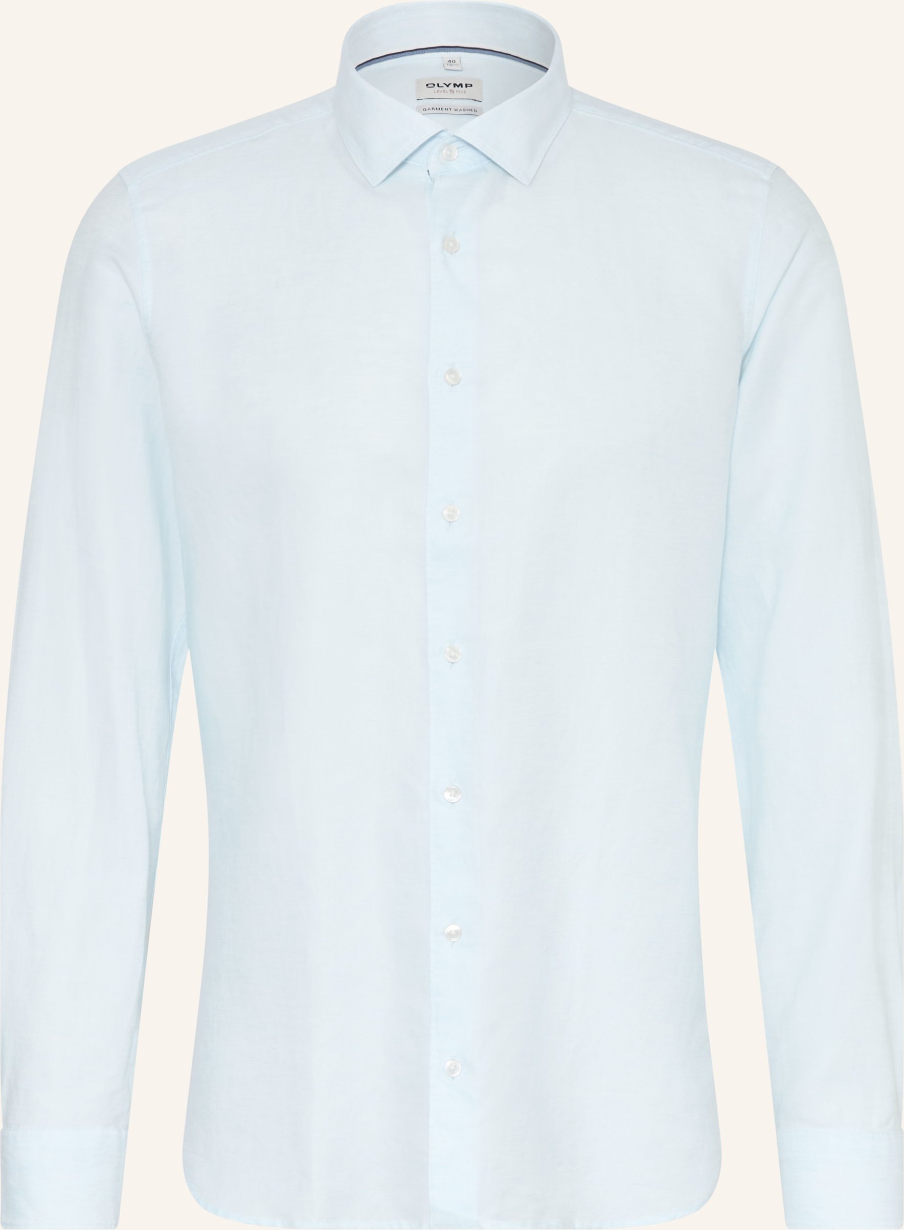 Olymp Hemd Level Five Body Fit Mit Leinen blau