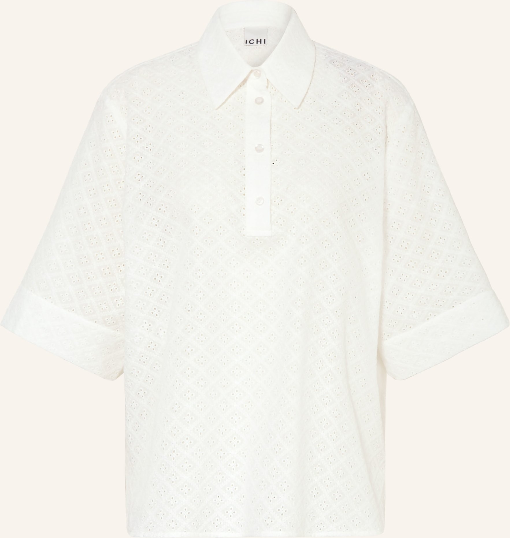 Ichi Blusenshirt Ihcriza Aus Lochspitze beige