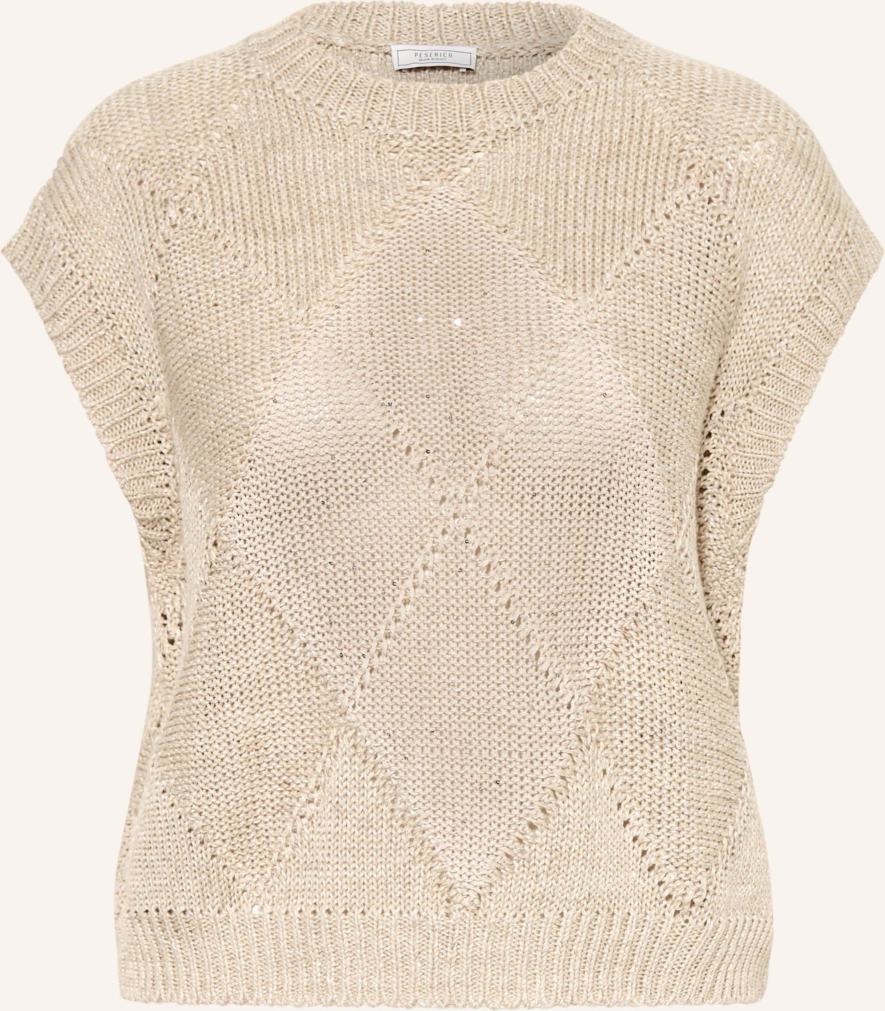 Peserico Leinenpullunder Mit Pailletten beige