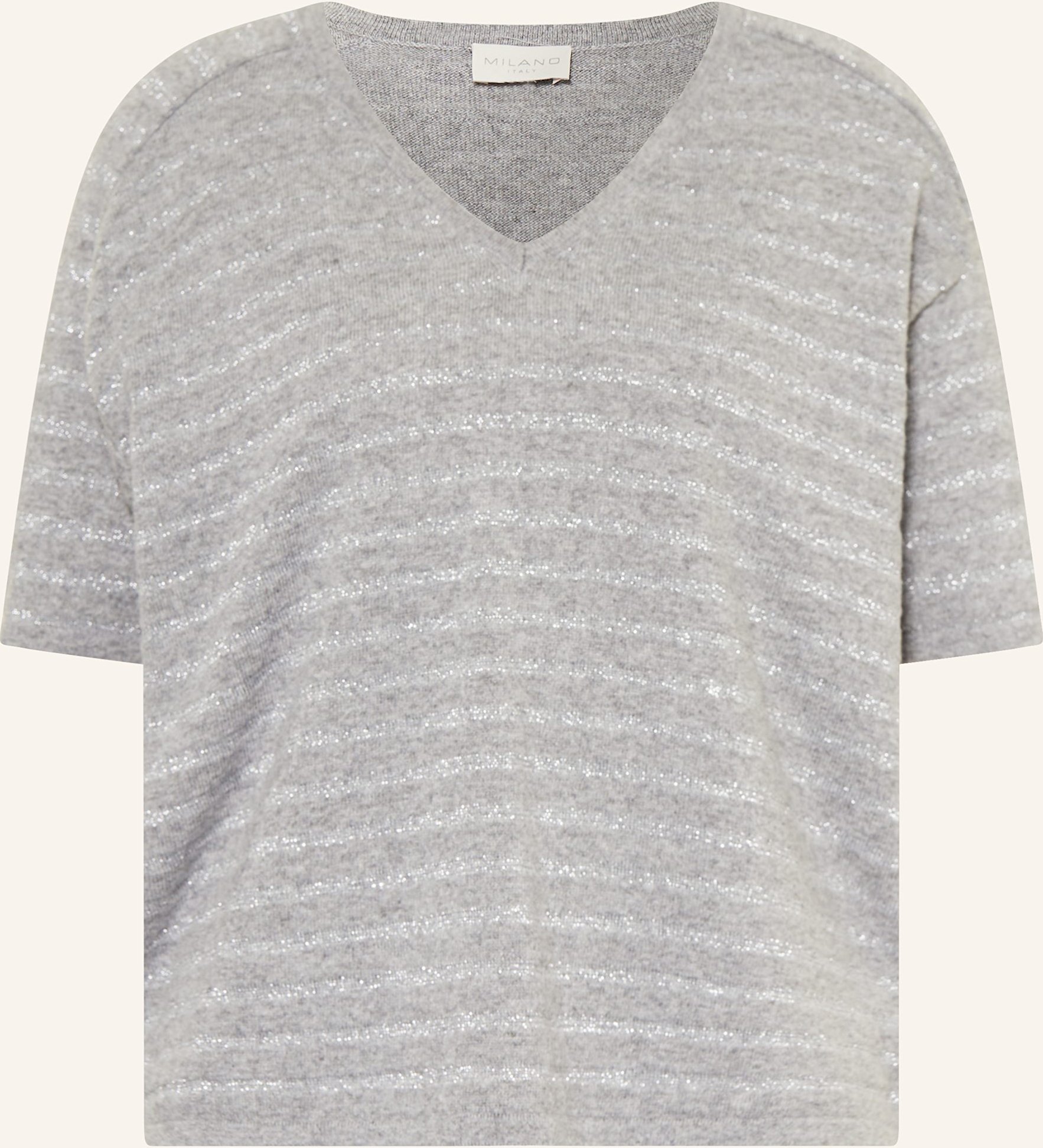 Thumbnail - Milano Italy Strickshirt Mit Glitzergarn grau