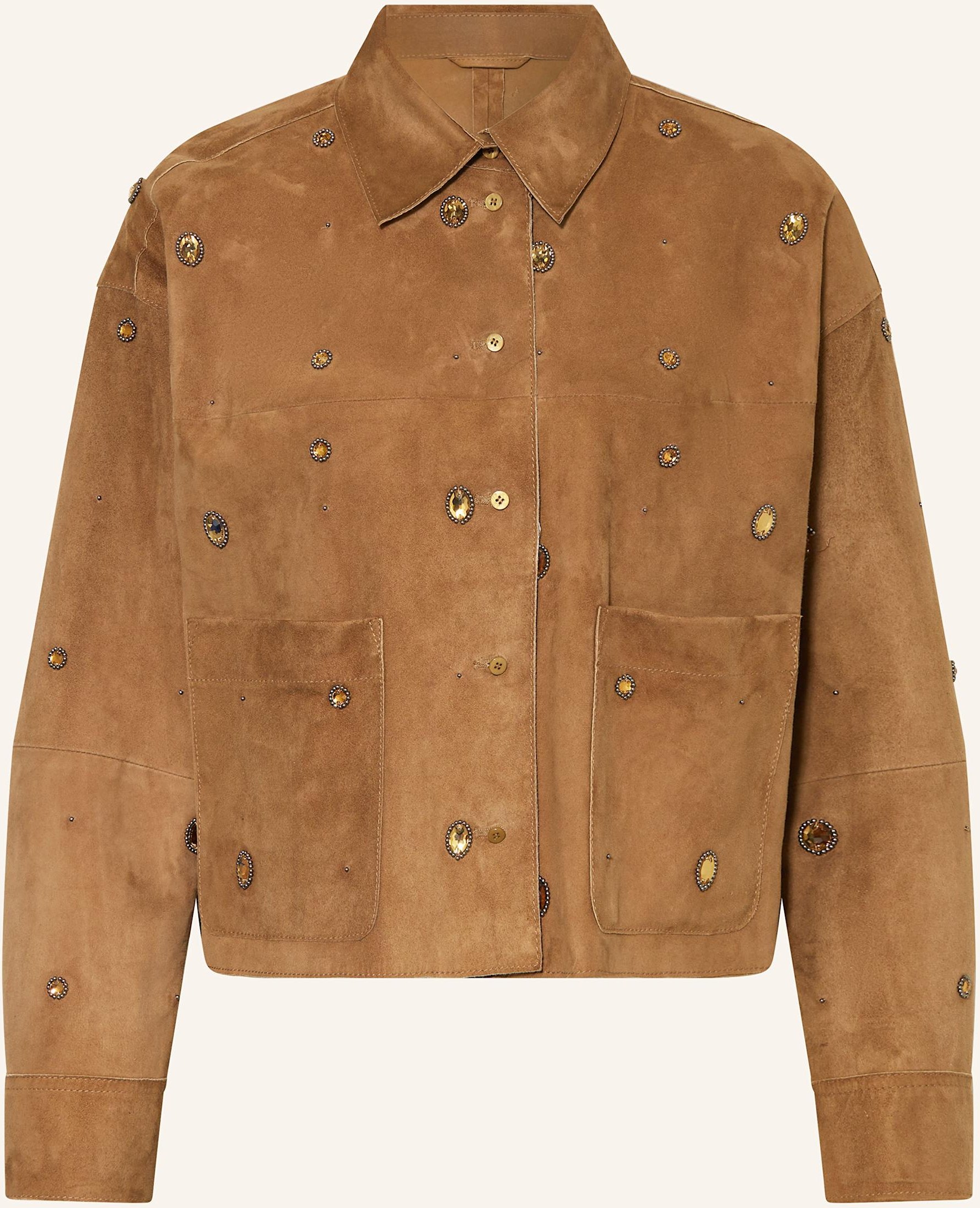 Thumbnail - Luisa Cerano Lederjacke Mit Schmucksteinen gruen