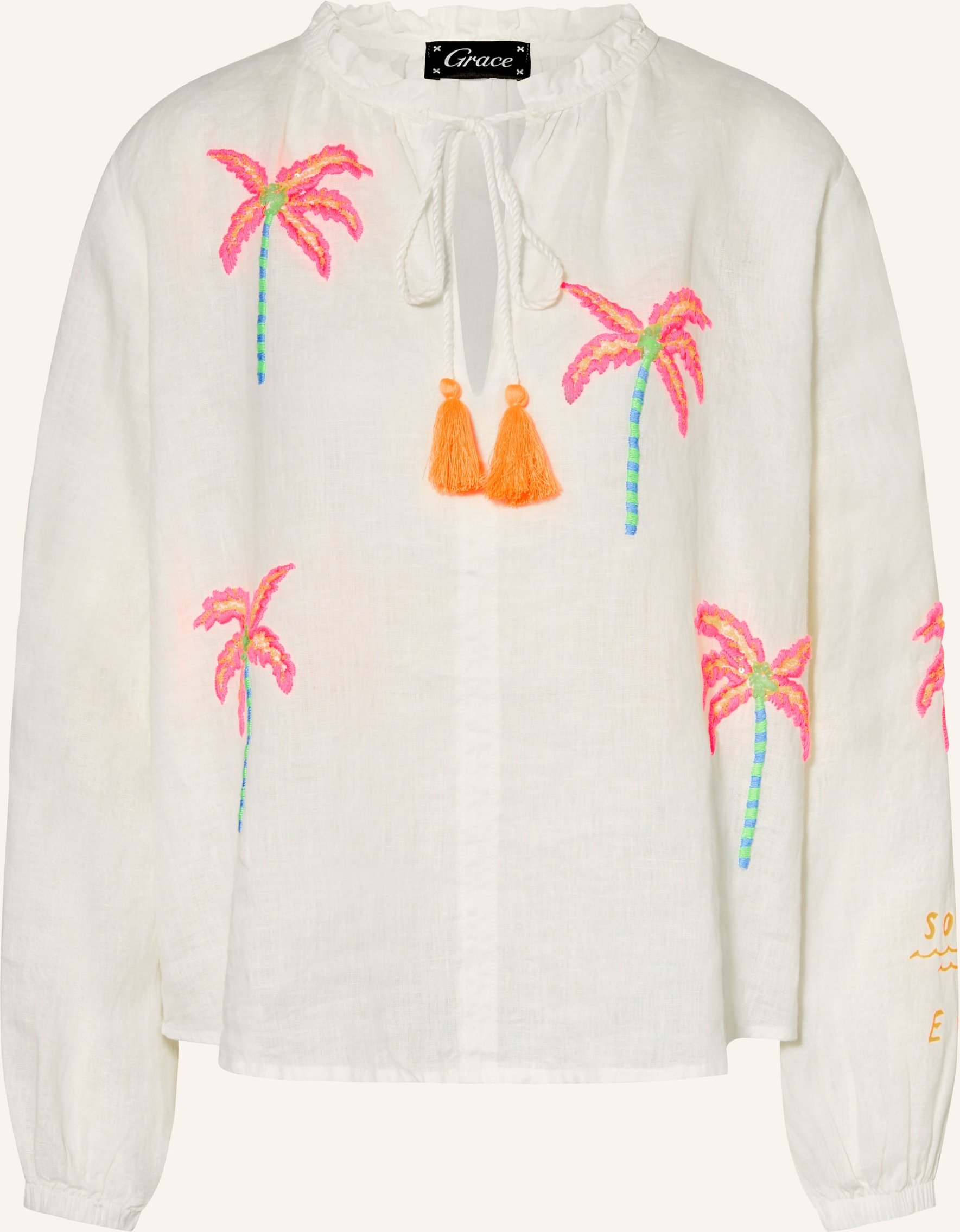 Grace Blusenshirt Aus Leinen Mit Pailletten weiss