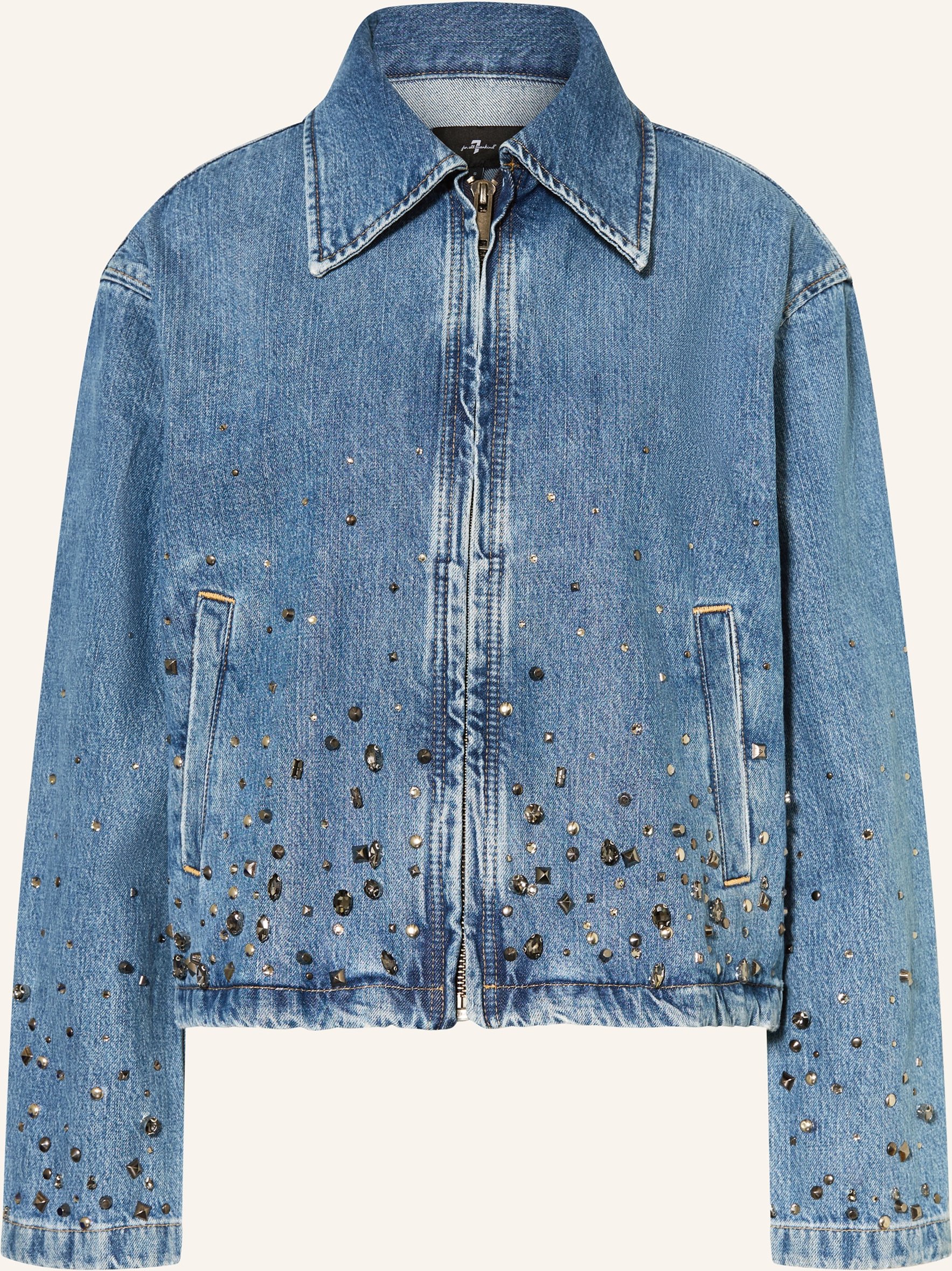 7 For All Mankind Jeansjacke Mit Nieten Und Schmucksteinen blau