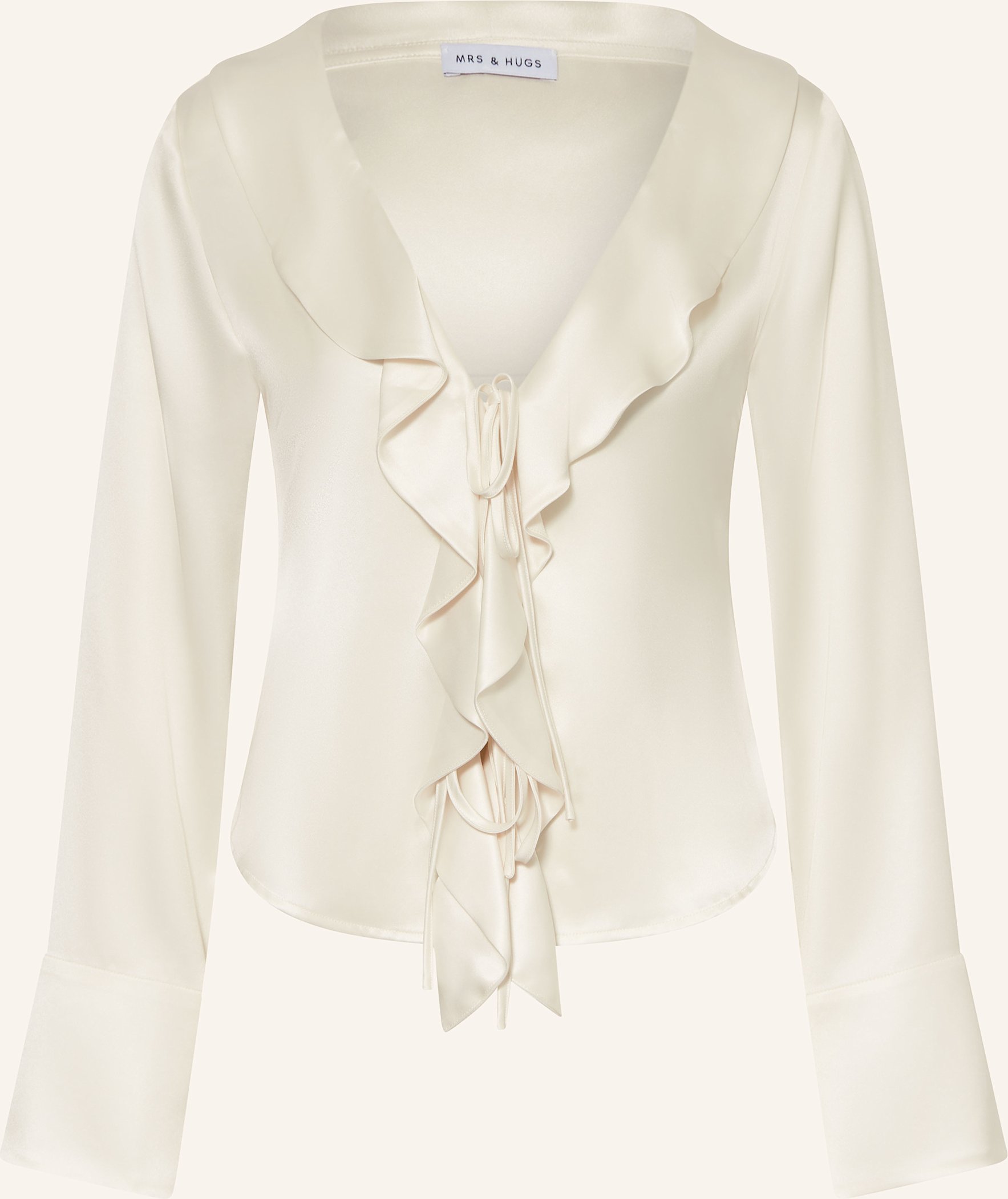 Mrs & Hugs Satinbluse Mit Volants beige