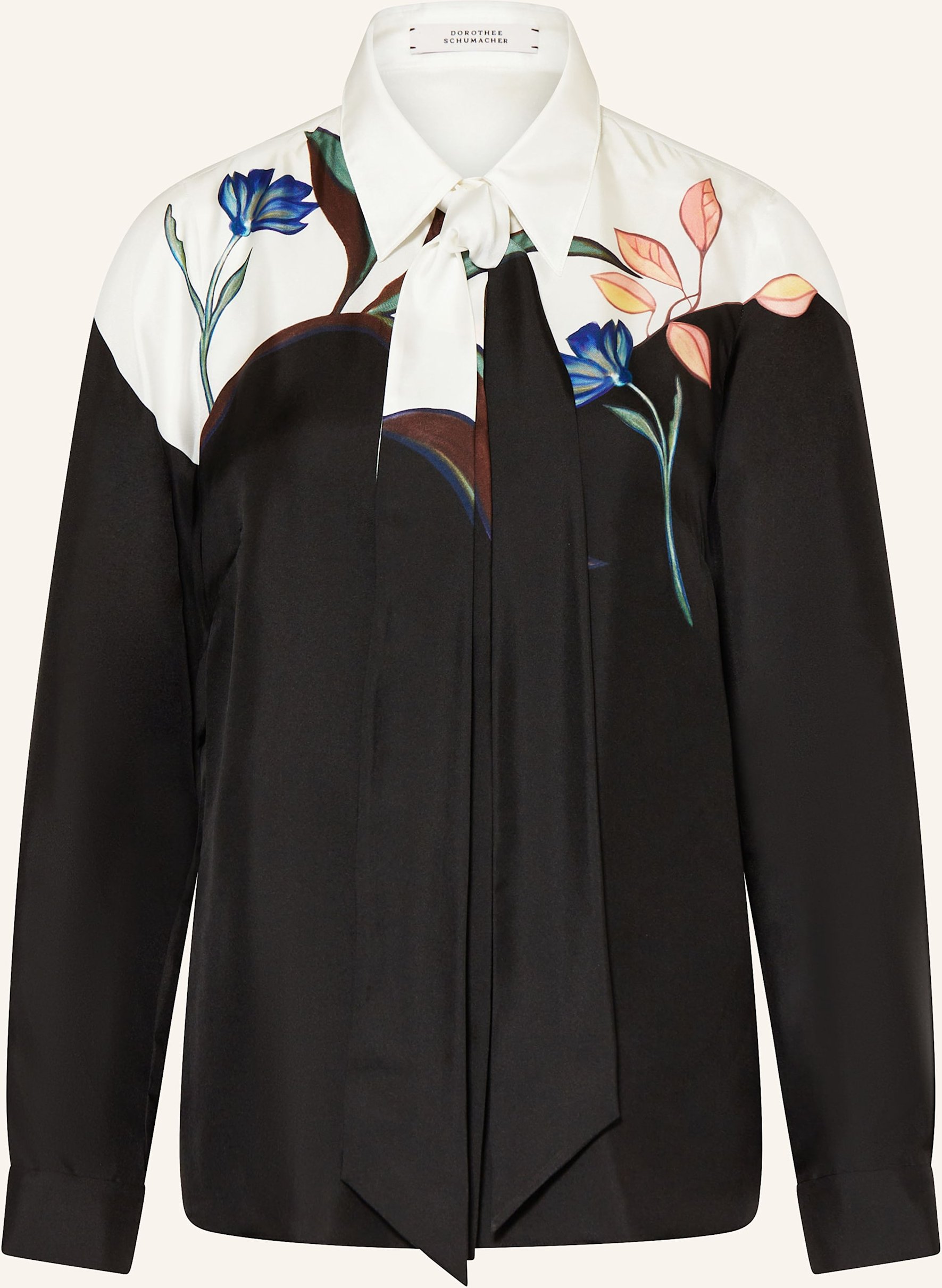 Thumbnail - Dorothee Schumacher Seidenbluse Seductive Bloom Mit Abnehmbarer Schluppe schwarz