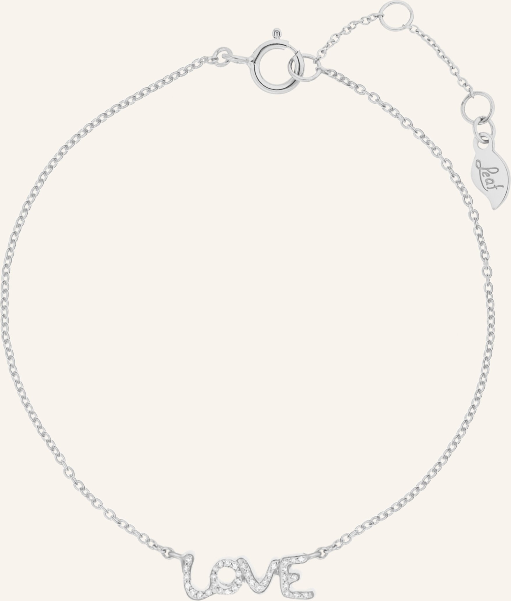 Leaf Armband Tiny Love Aus 14 Karat Weißgold Mit Diamanten silber