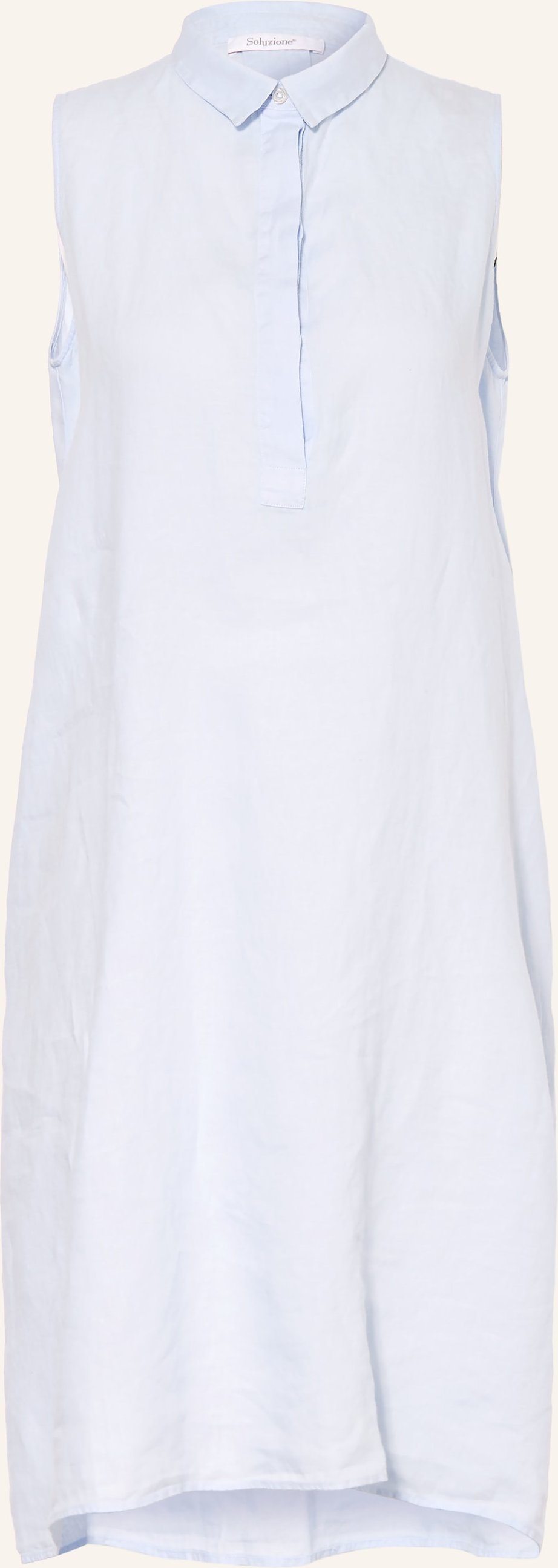 Soluzione Hemdblusenkleid Aus Leinen blau