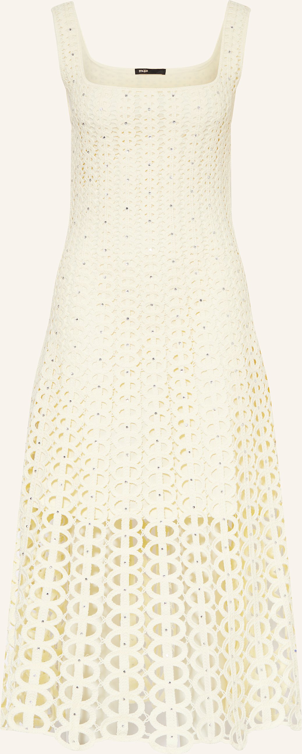 Thumbnail - Maje Strickkleid Mit Schmucksteinen beige