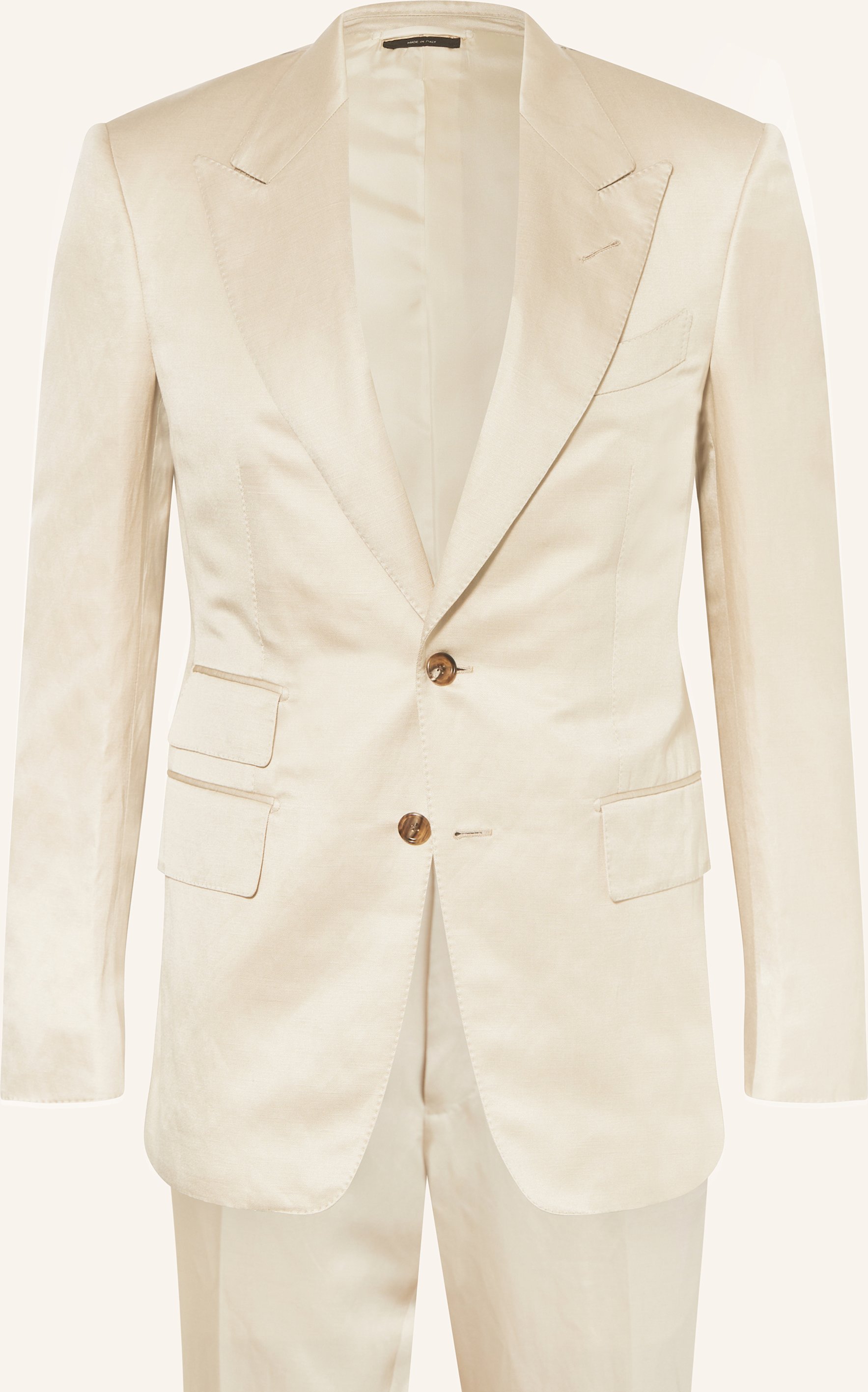 Thumbnail - Tom Ford Anzug Regular Fit Mit Seide Und Leinen beige