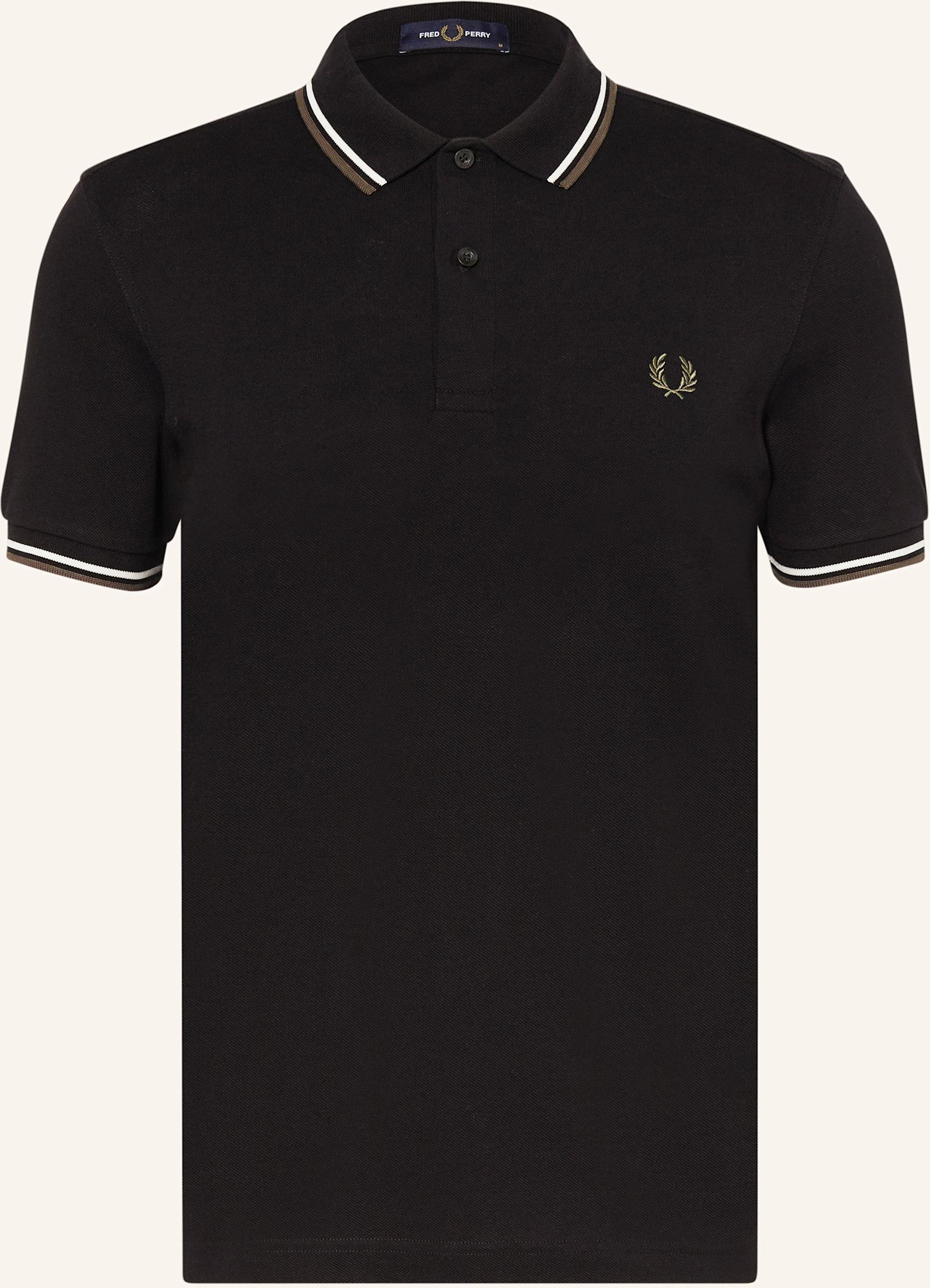 Thumbnail - Fred Perry Piqué-Poloshirt schwarz