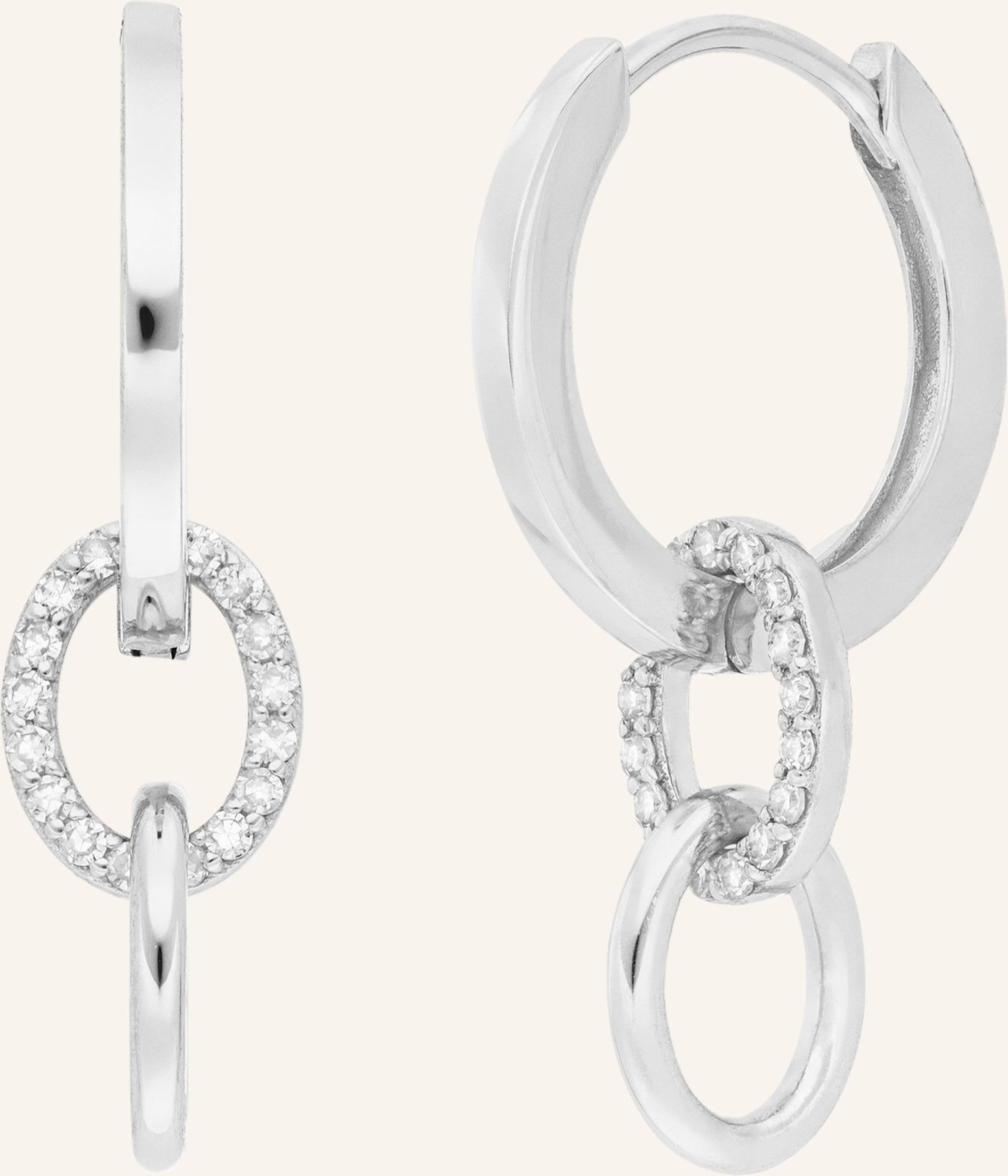 Leaf Creolen Eternal Touch Aus 14 Karat Weißgold Mit Diamanten silber