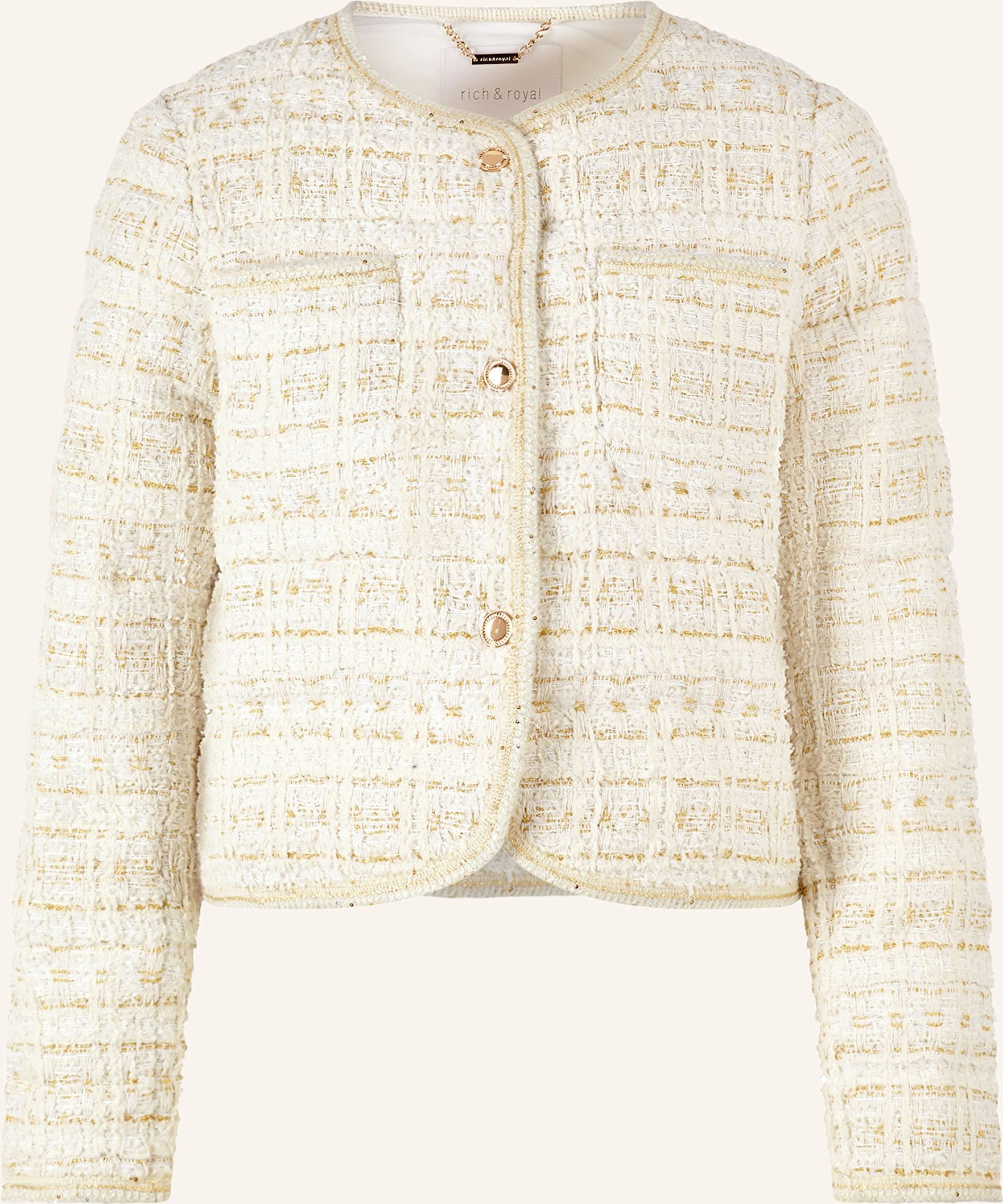 Rich & Royal Tweed-Jacke Mit Glitzergarn weiss