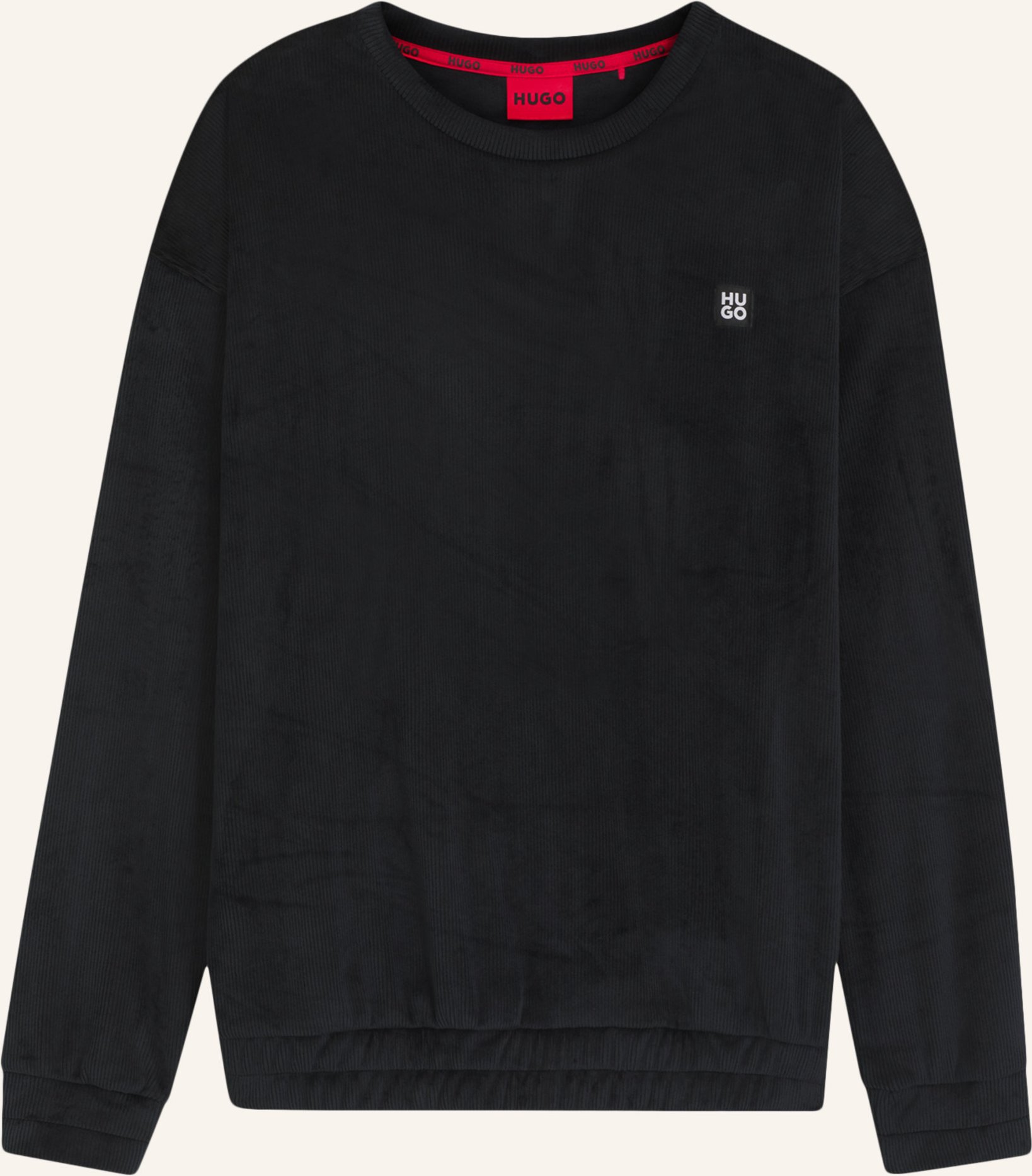 Thumbnail - Hugo Loungewear Oberteil Velvet Sweatshirt Relaxed Fit schwarz