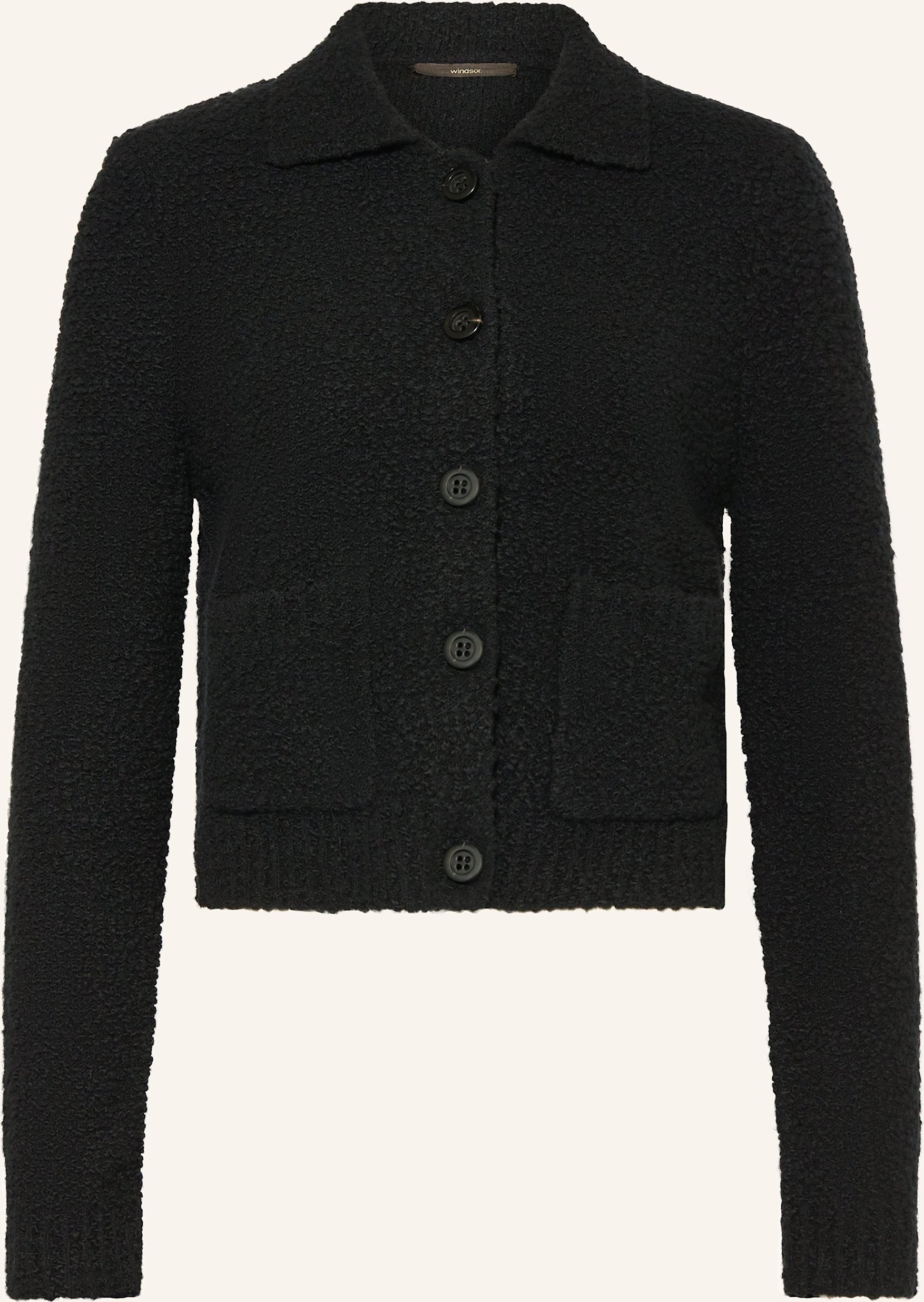 Windsor. Strickjacke Aus Bouclé schwarz