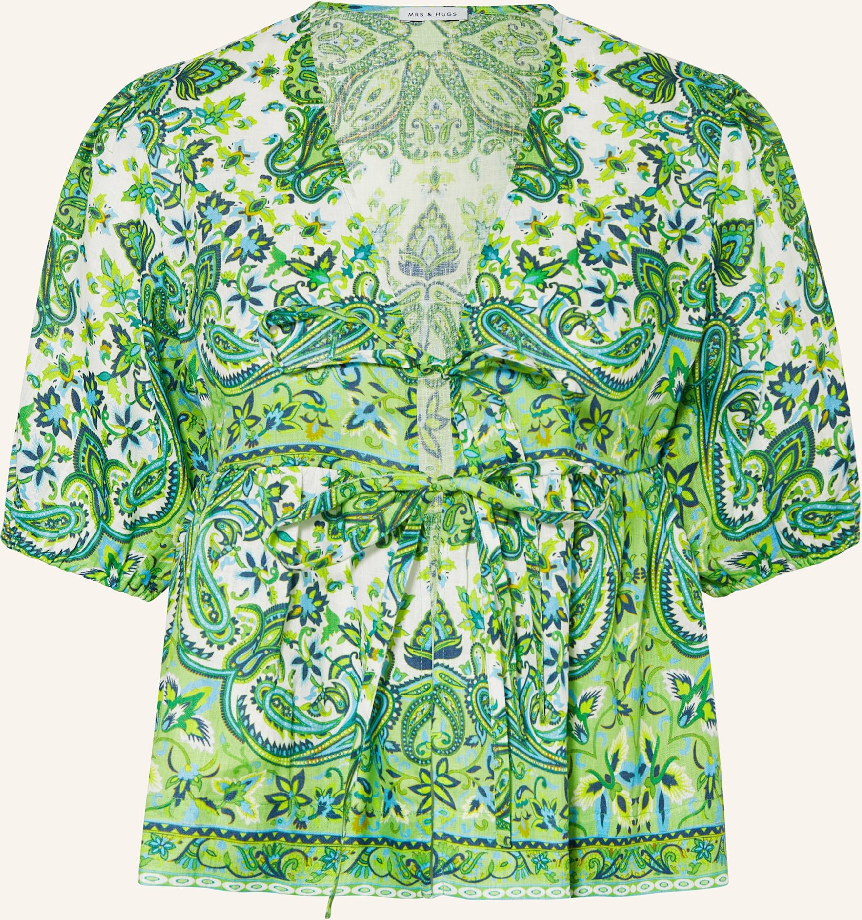 Mrs & Hugs Blusenshirt Aus Leinen gruen