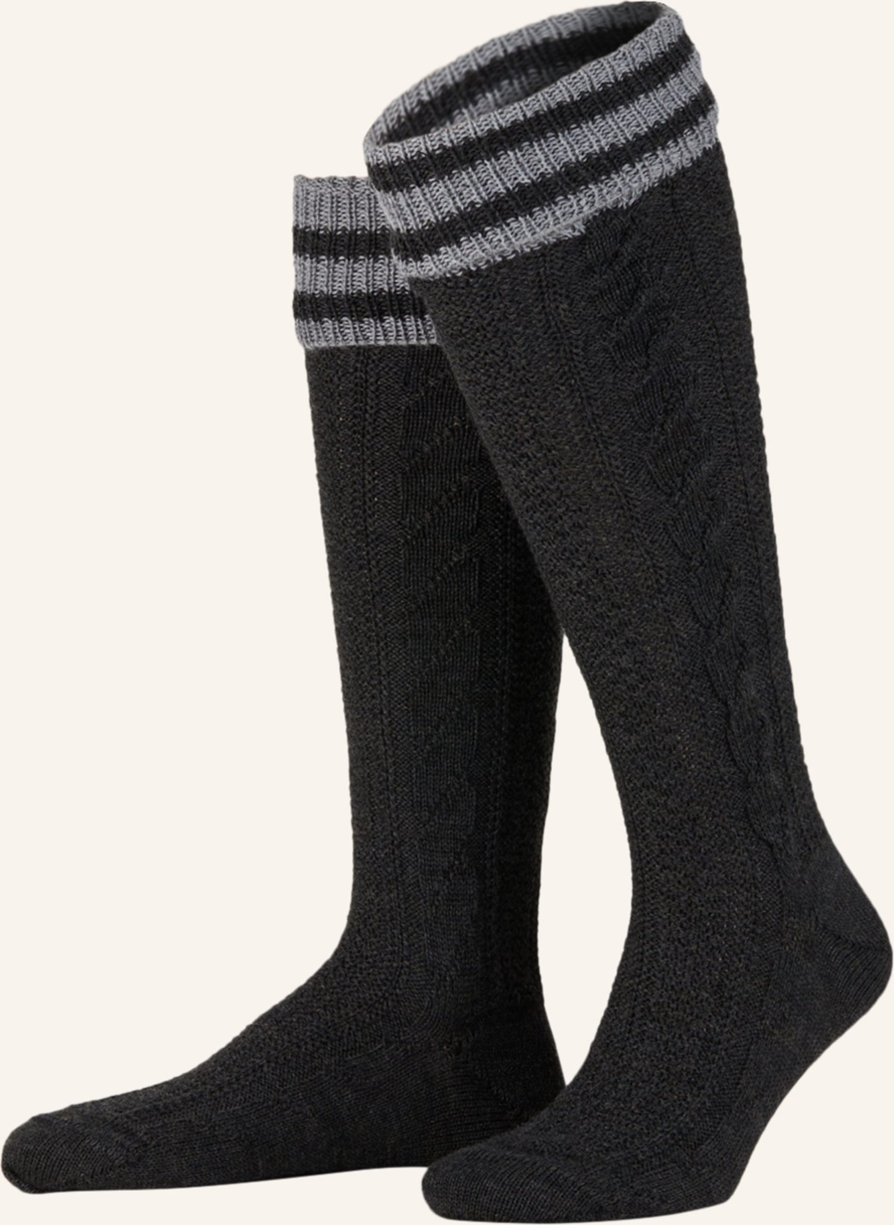 Lusana Trachten-Kniestrümpfe grau