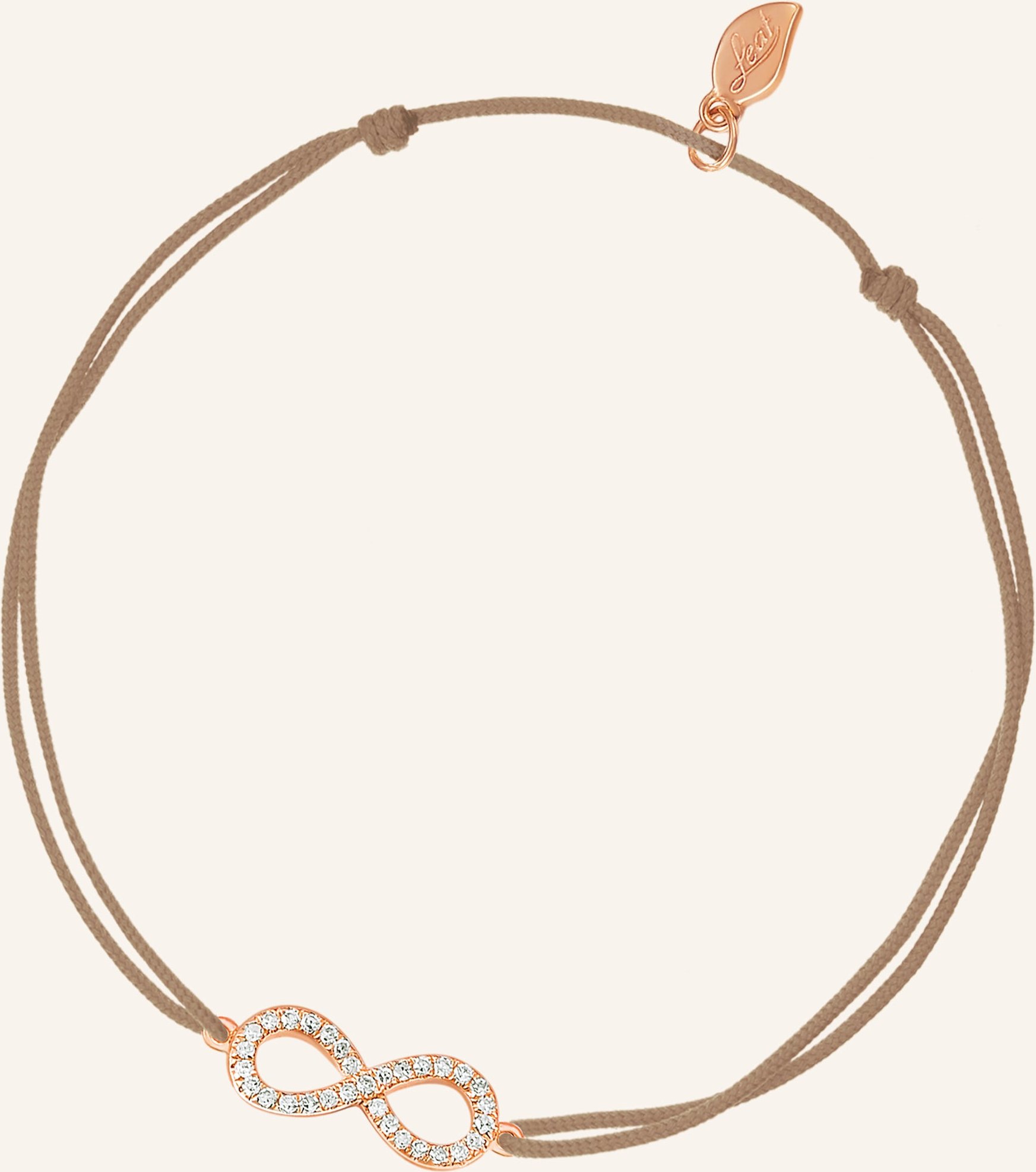 Leaf Freundschaftsarmband Infinity Aus 18 Karat Roségold Mit Diamanten beige