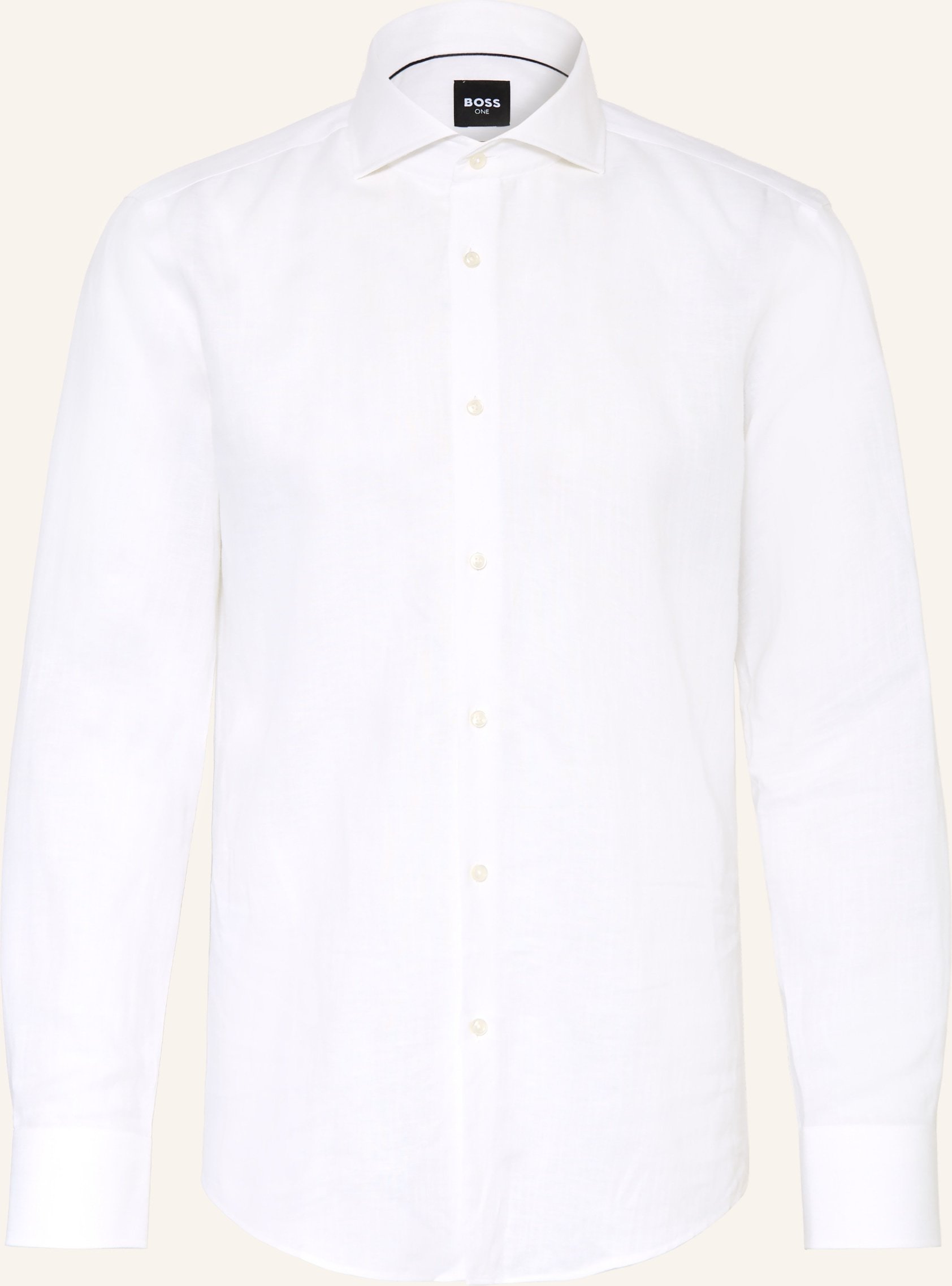 Boss Hemd Hank Slim Fit Mit Leinen weiss