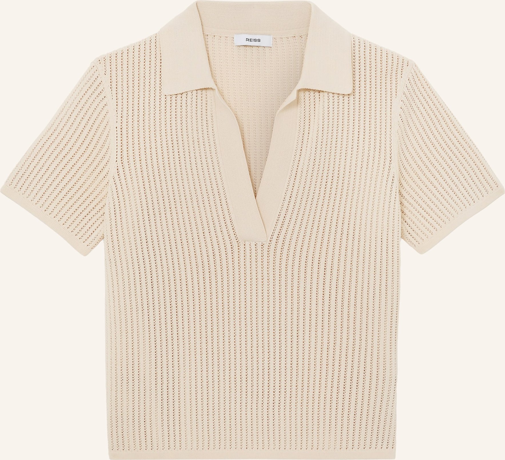 Reiss Strick-Poloshirt beige