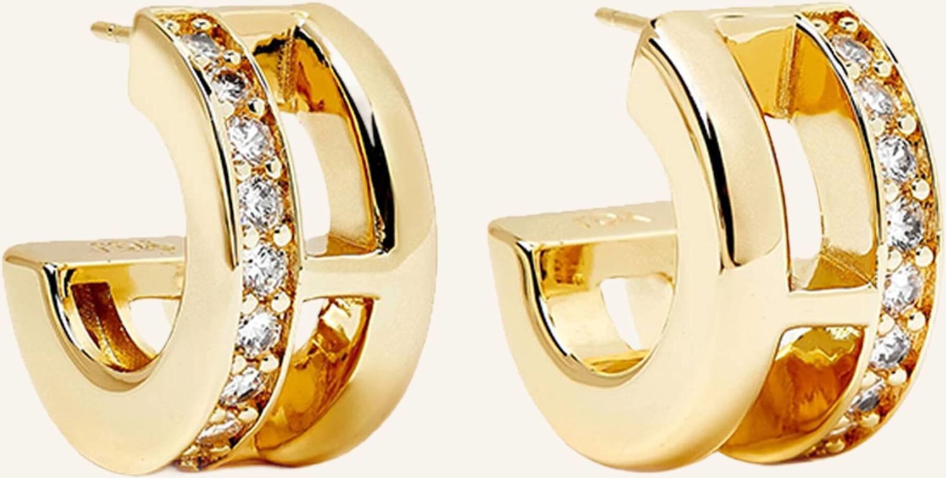 Yoj Creolen Midi Pave Bar Earrings By Glambou gold