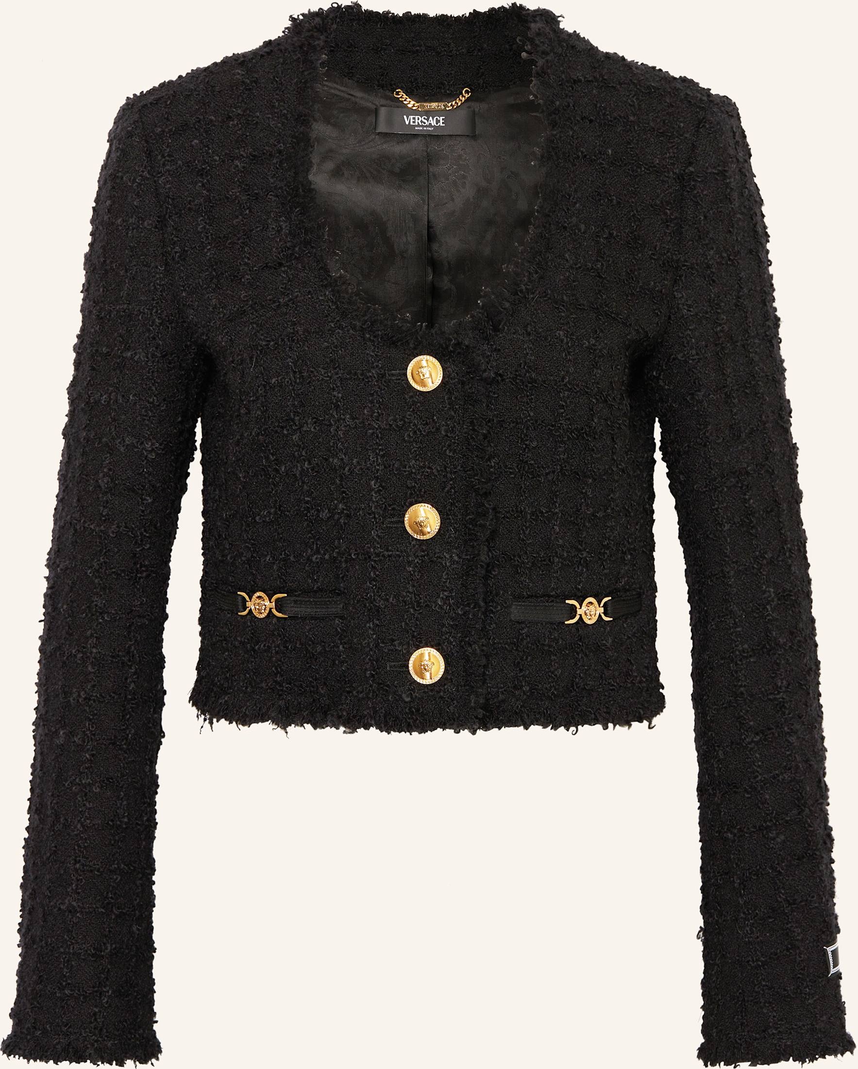 Versace Bouclé-Jacke schwarz