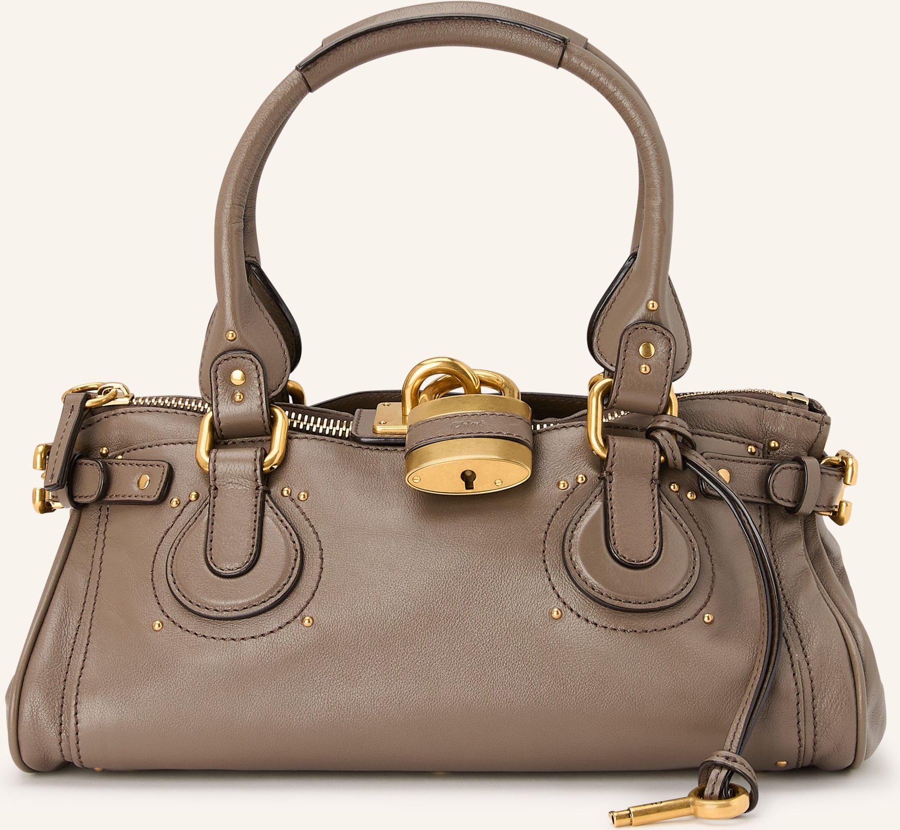 Chloé Handtasche Paddington Mit Nieten grau