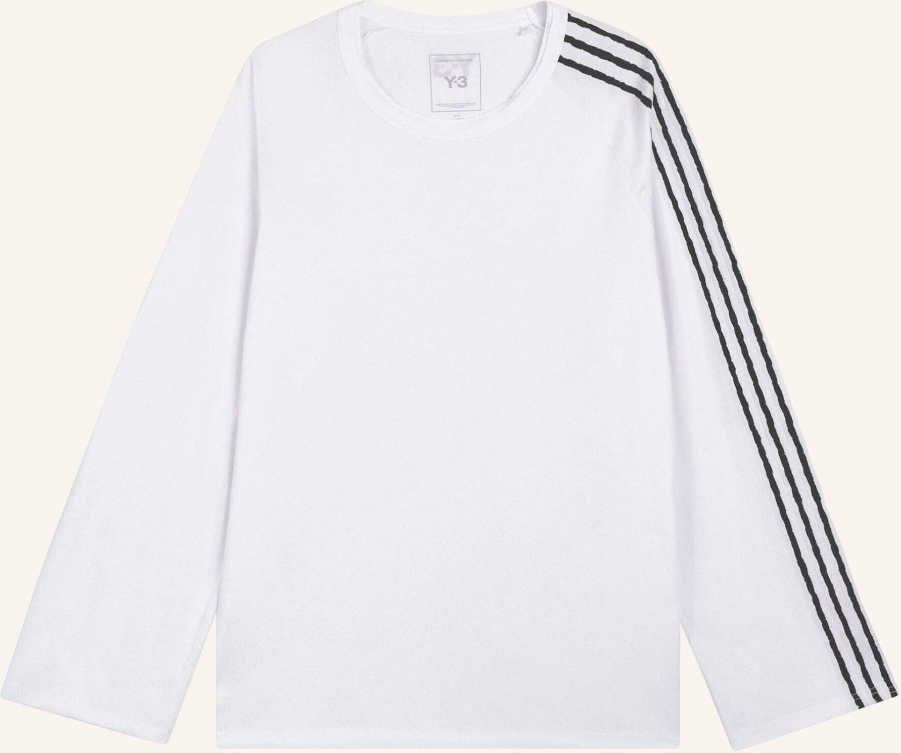Y-3 Y-3 Raw Edge 3-Streifen Longsleeve weiss