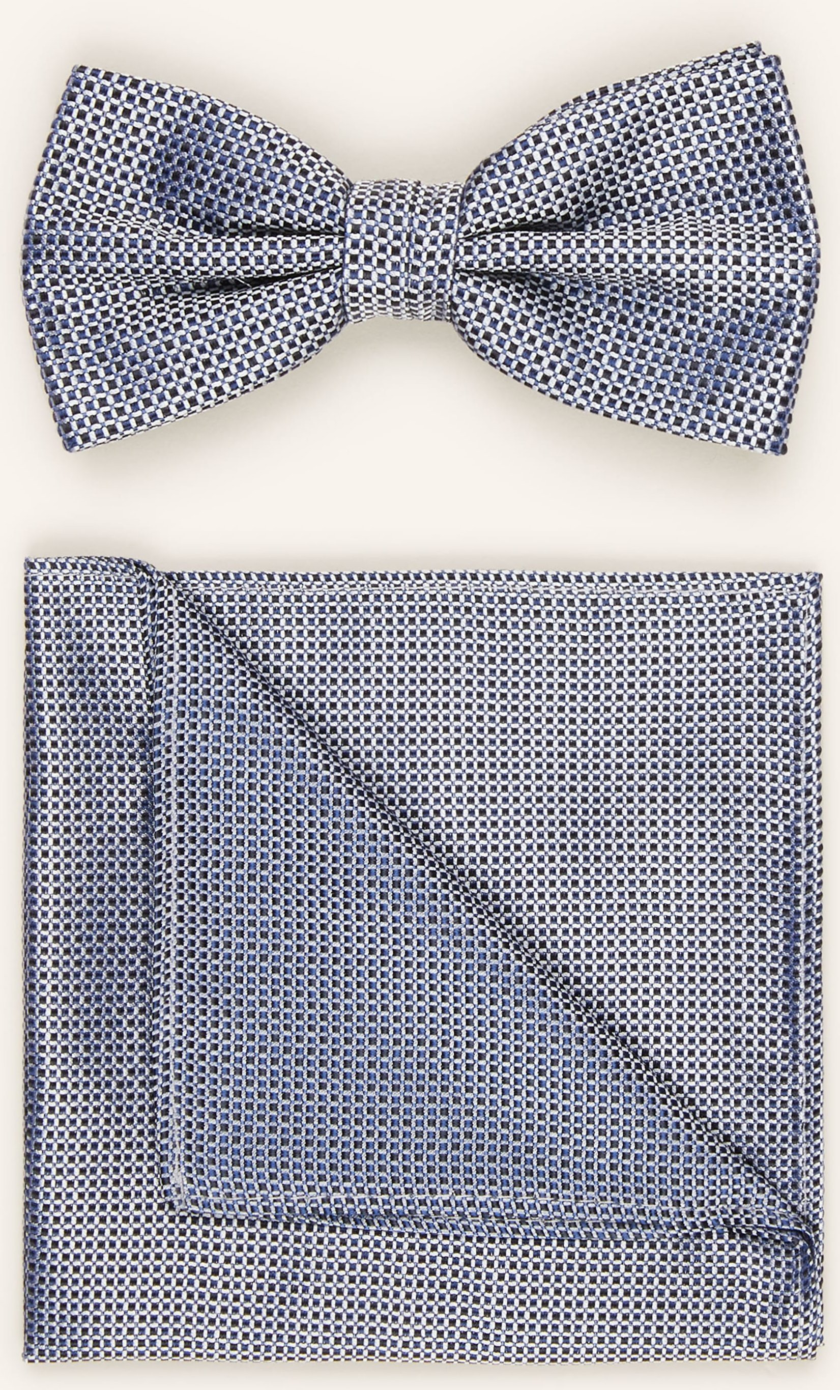 Thumbnail - Prince Bowtie Set: Fliege Und Einstecktuch blau