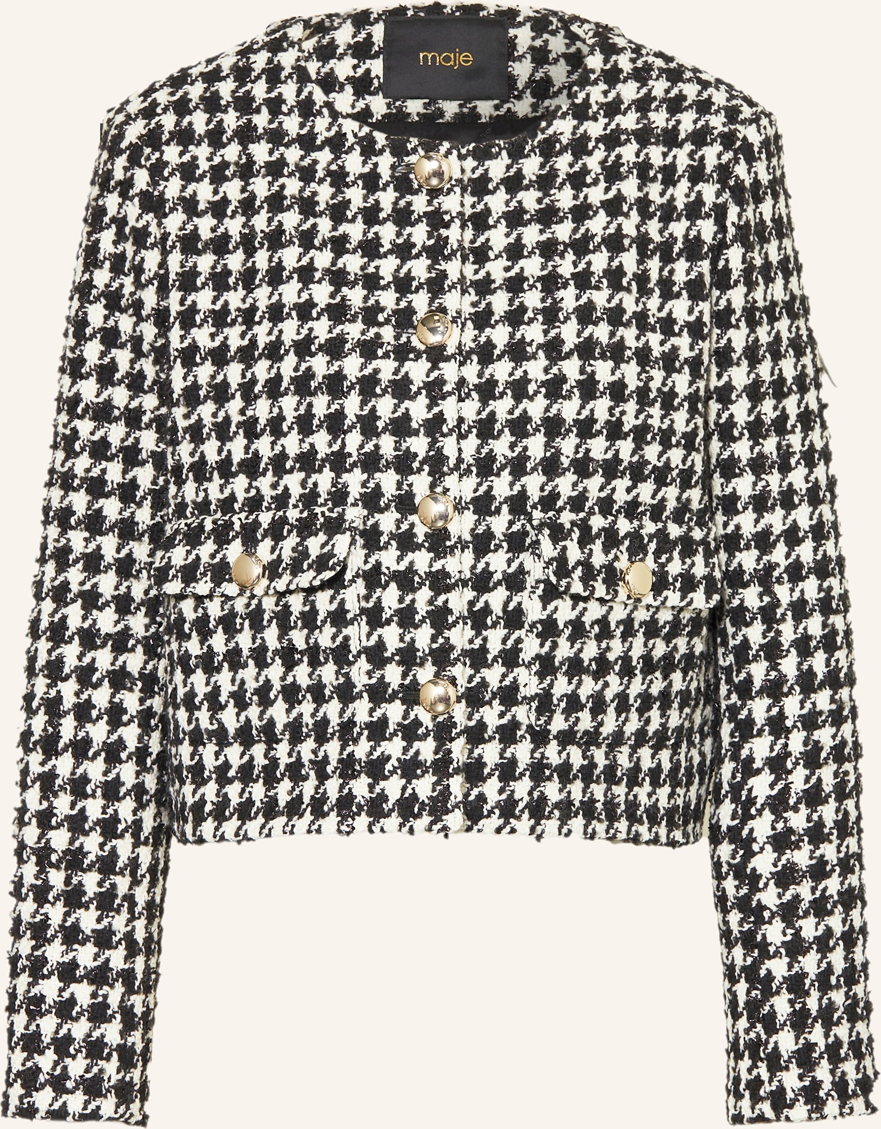Thumbnail - Maje Kastenjacke Aus Tweed Mit Glitzergarn schwarz