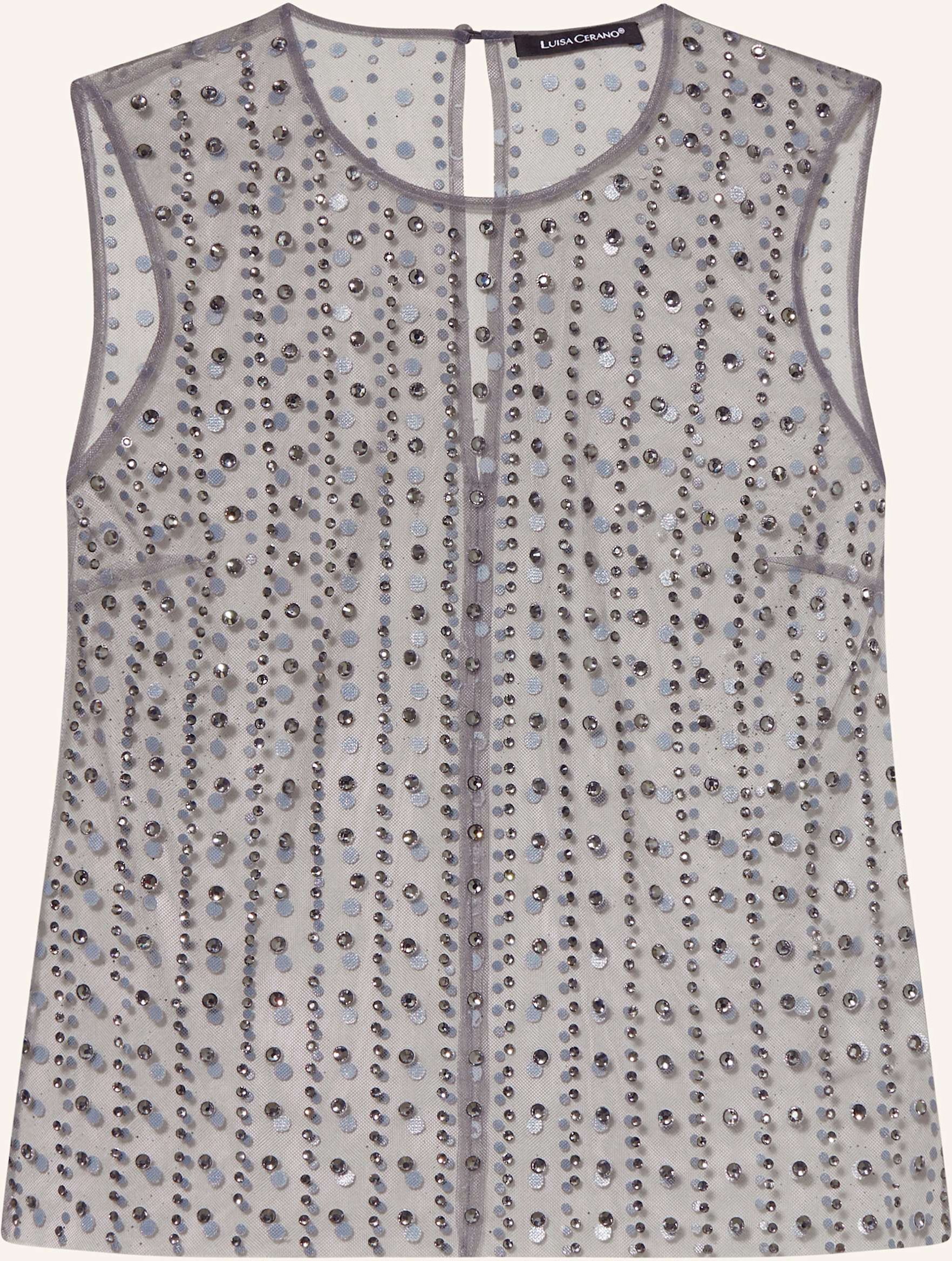 Thumbnail - Luisa Cerano Mesh-Top Mit Schmucksteinen grau