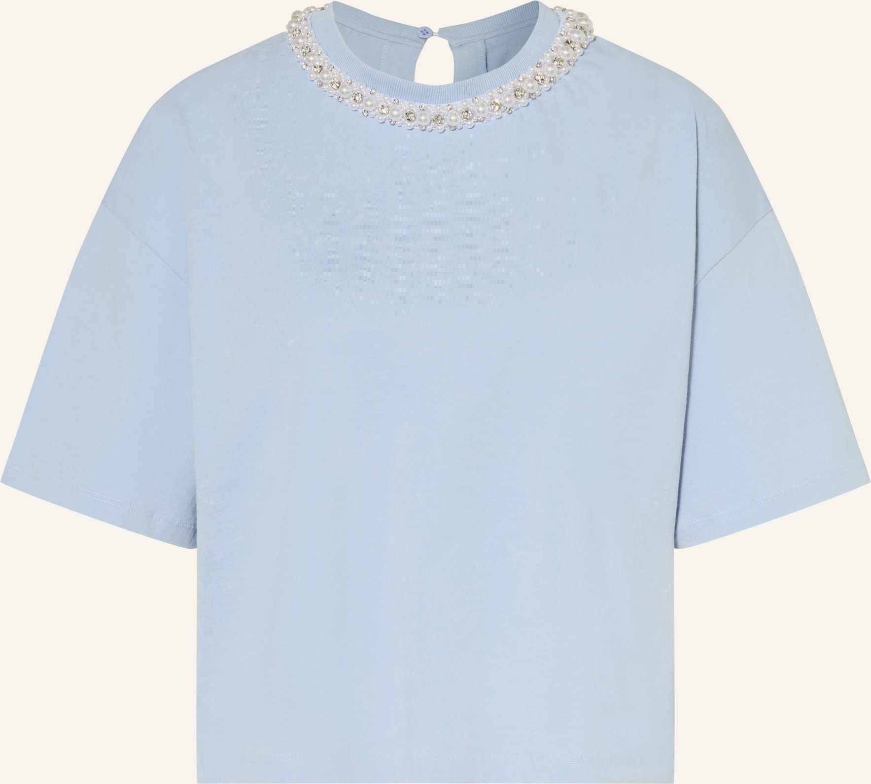 Maje T-Shirt Mit Schmucksteinen Und Schmuckperlen blau