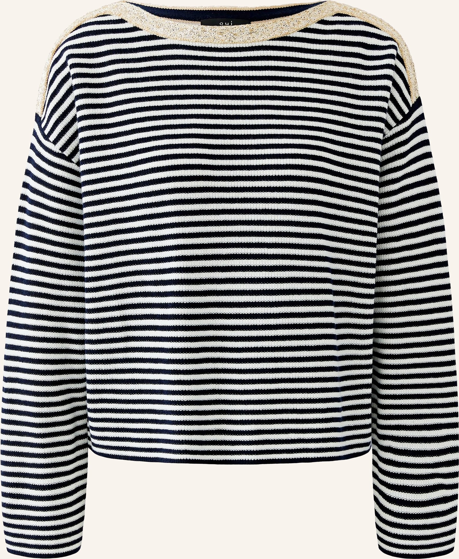 Oui Pullover Mit Pailletten blau