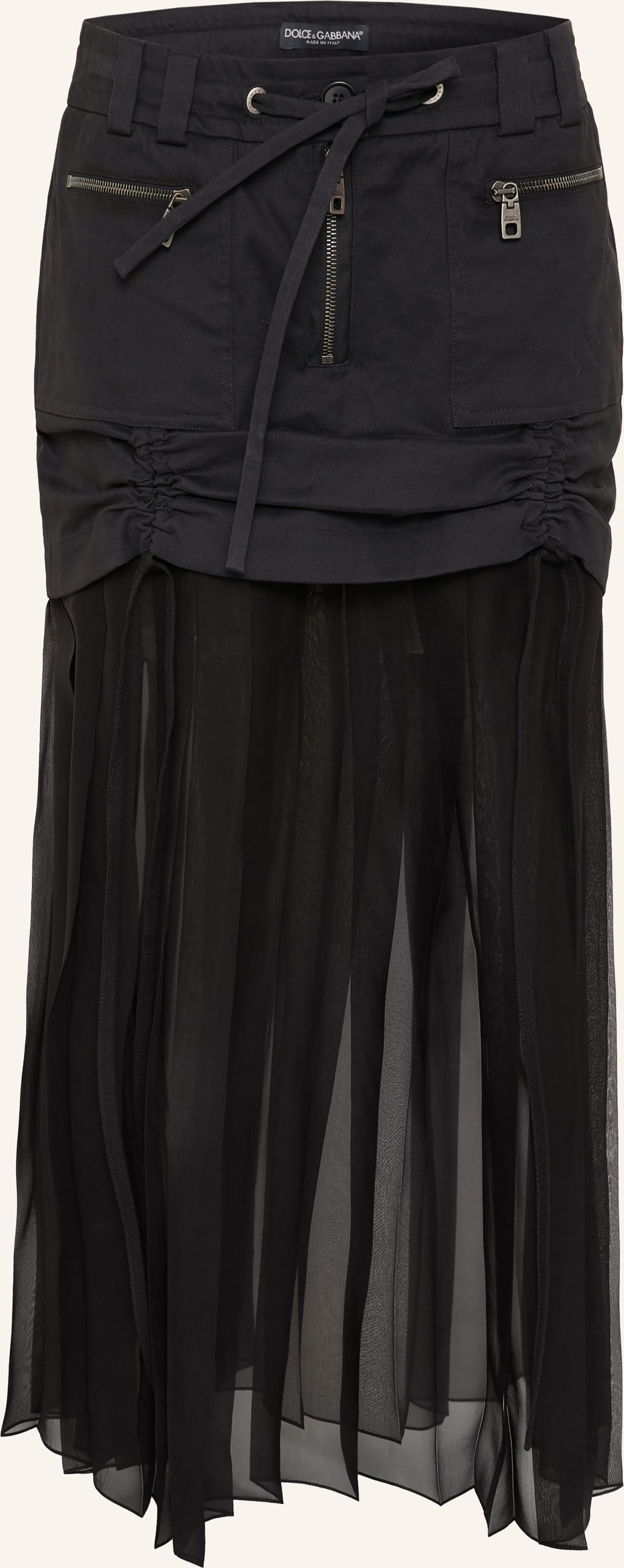 Dolce & Gabbana Rock Mit Seide Im Materialmix schwarz