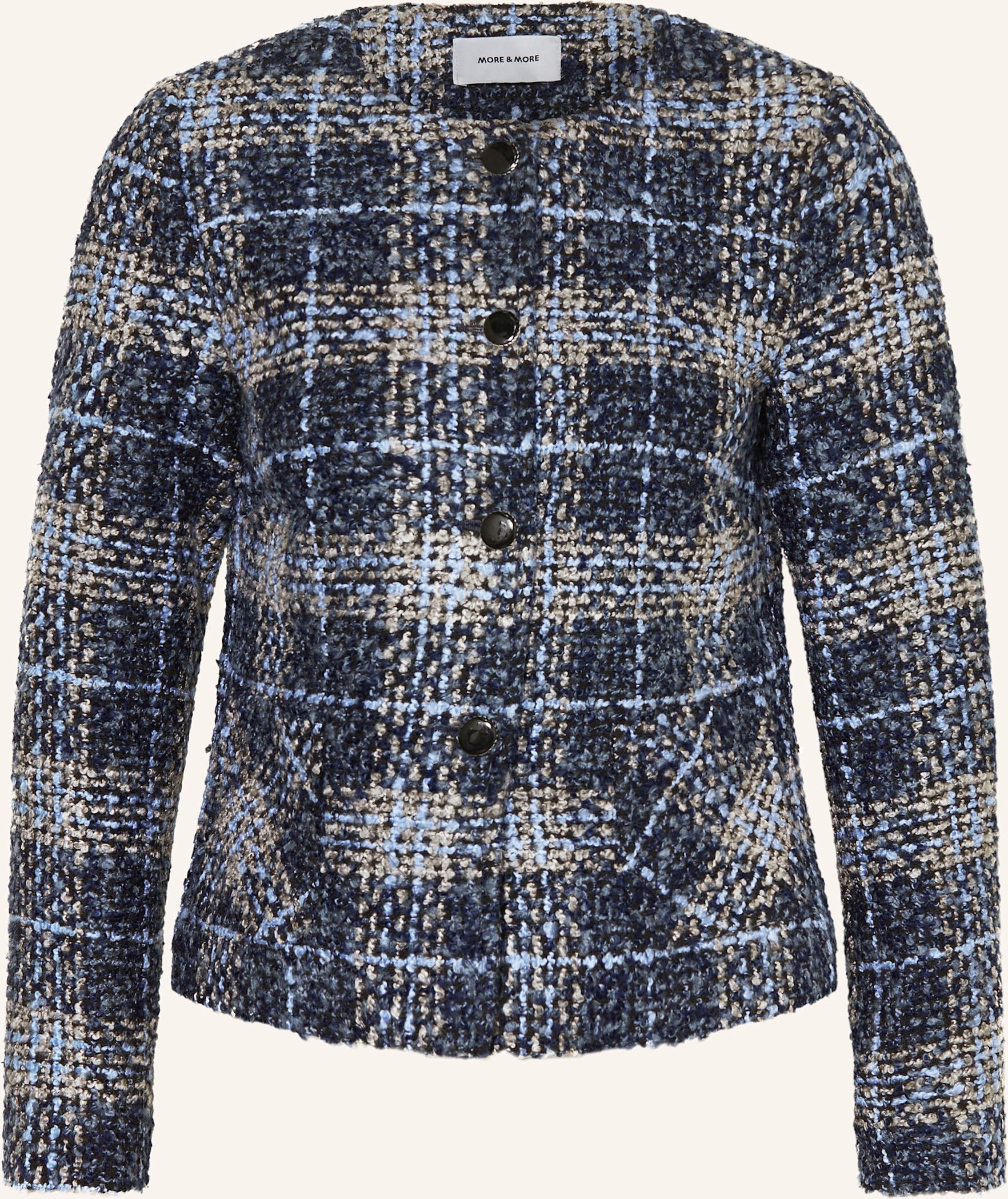 More & More Kastenjacke Aus Bouclé blau