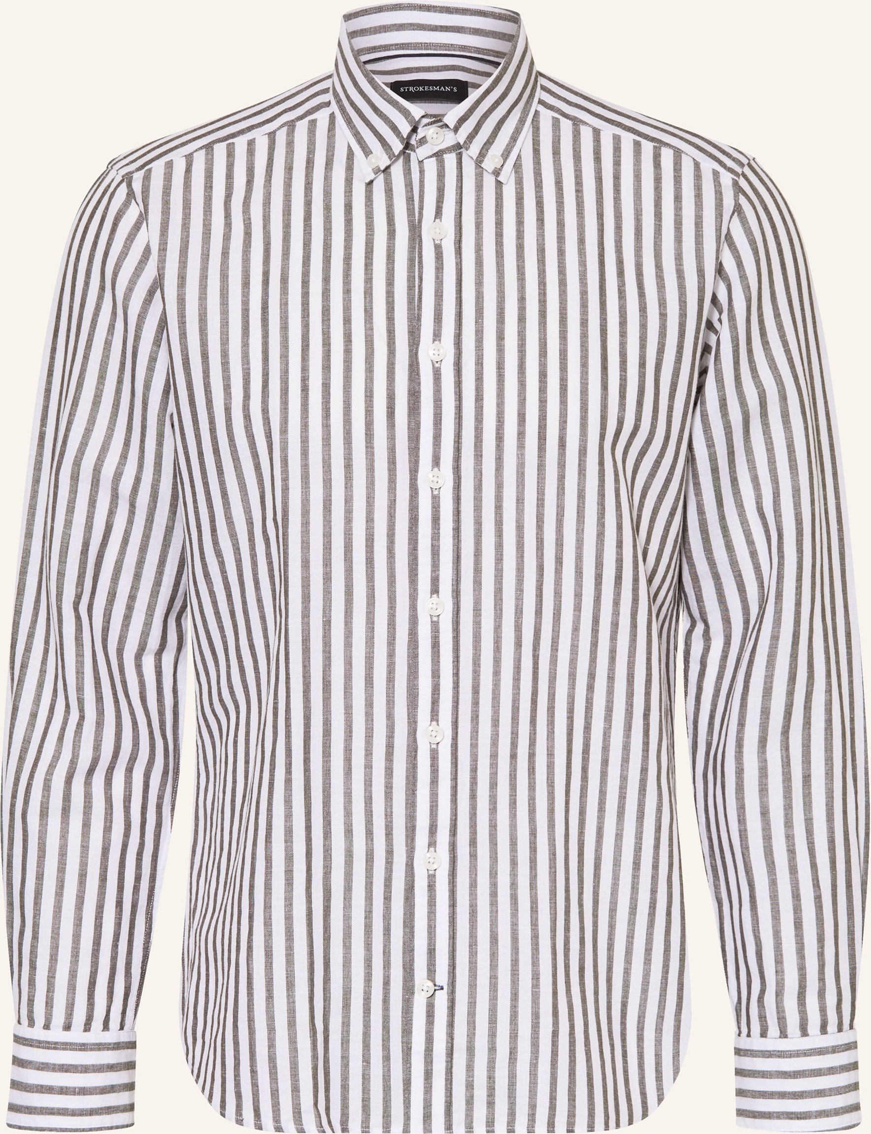 Strokesman's Hemd Regular Fit Mit Leinen gruen