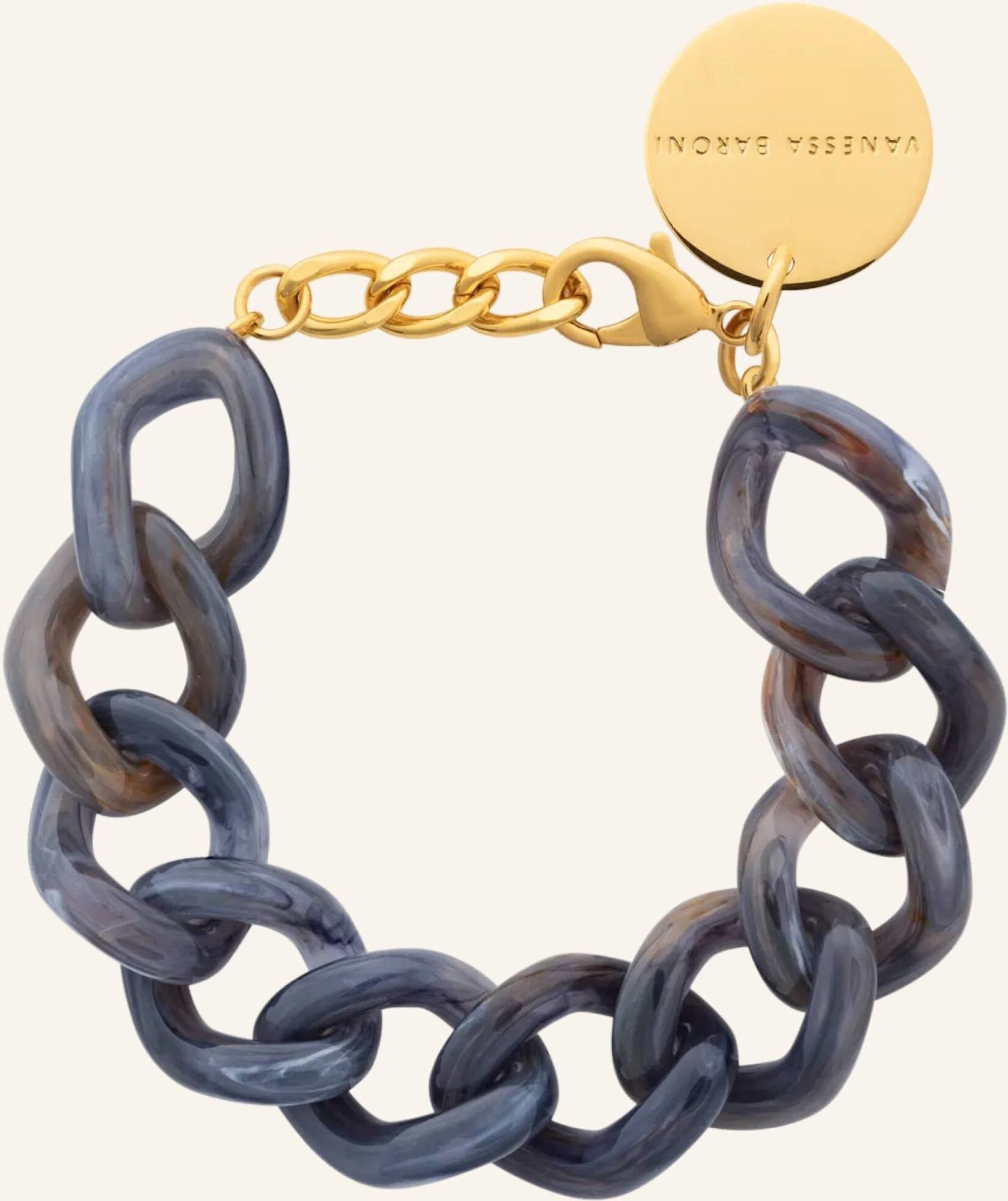 Vanessa Baroni Armbänder Mini Flat Chain Bracelet Blue Jeans Marble By Glambou gold