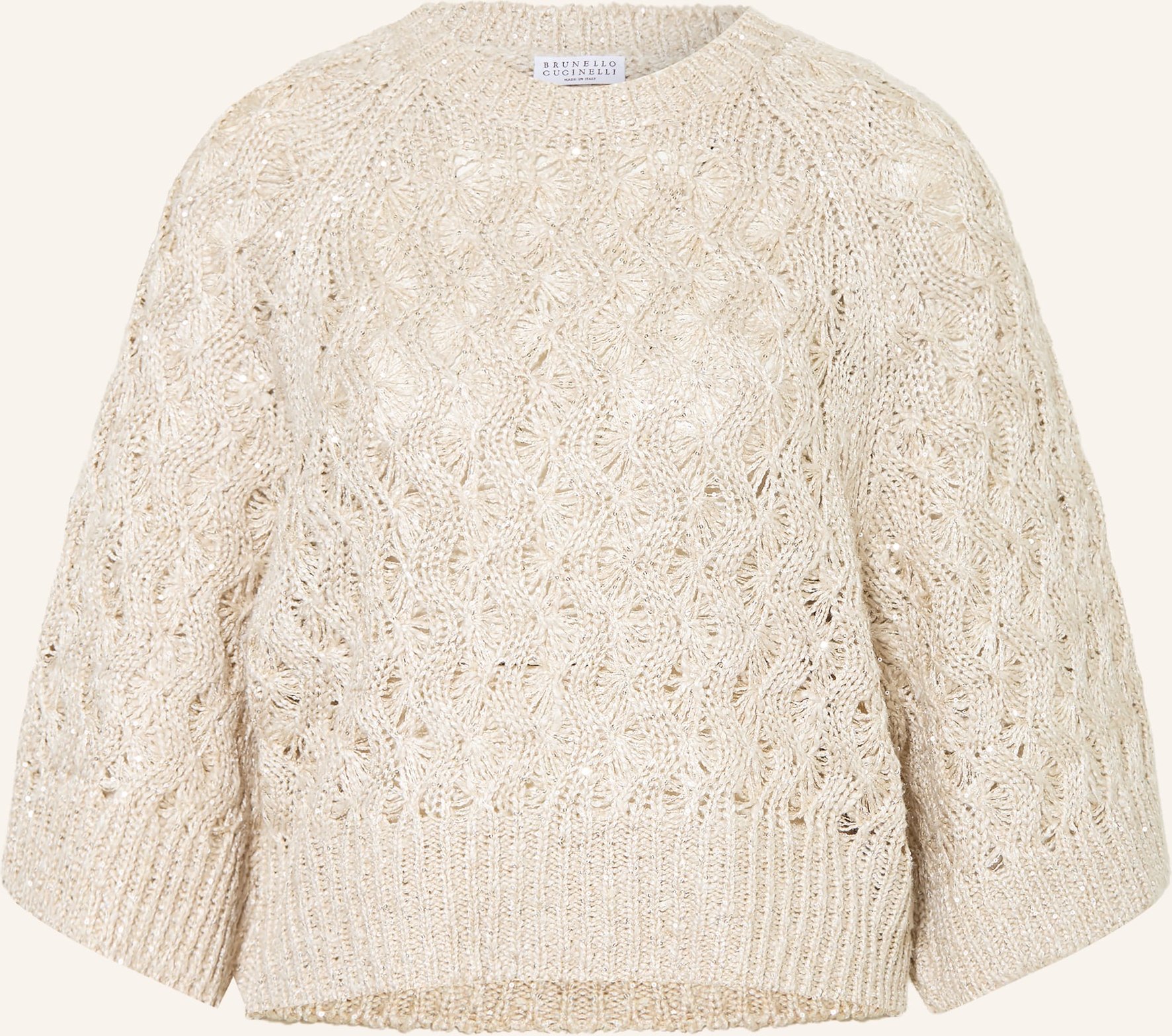 Brunello Cucinelli Pullover Mit Seide Und Pailletten beige