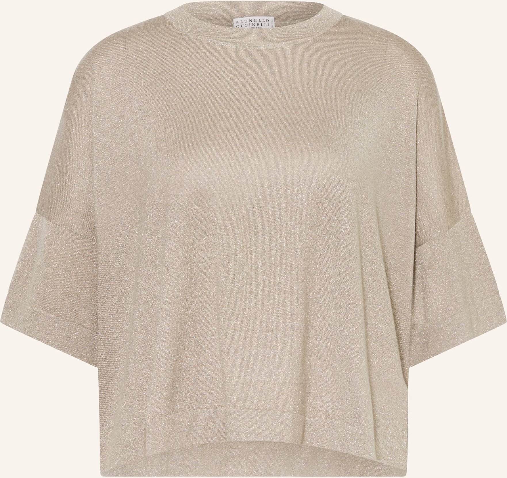 Thumbnail - Brunello Cucinelli Strickshirt Mit Cashmere Und Glitzergarn beige