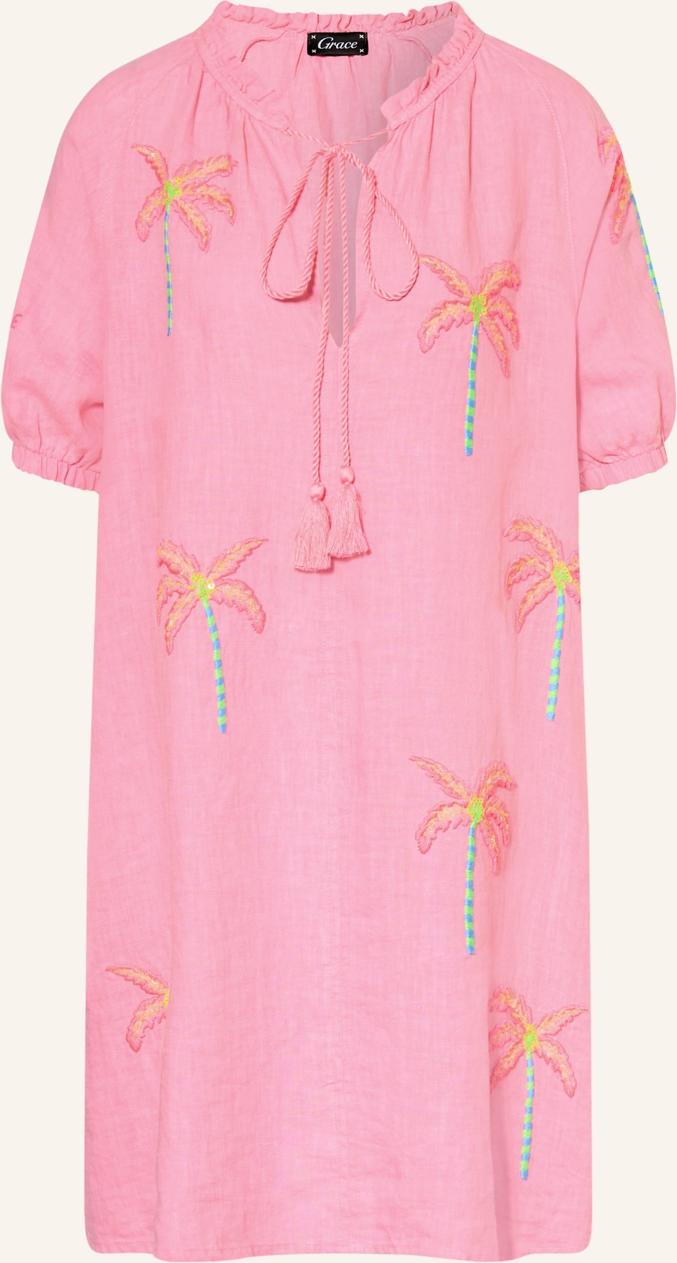 Grace Leinenkleid Mit Pailletten pink