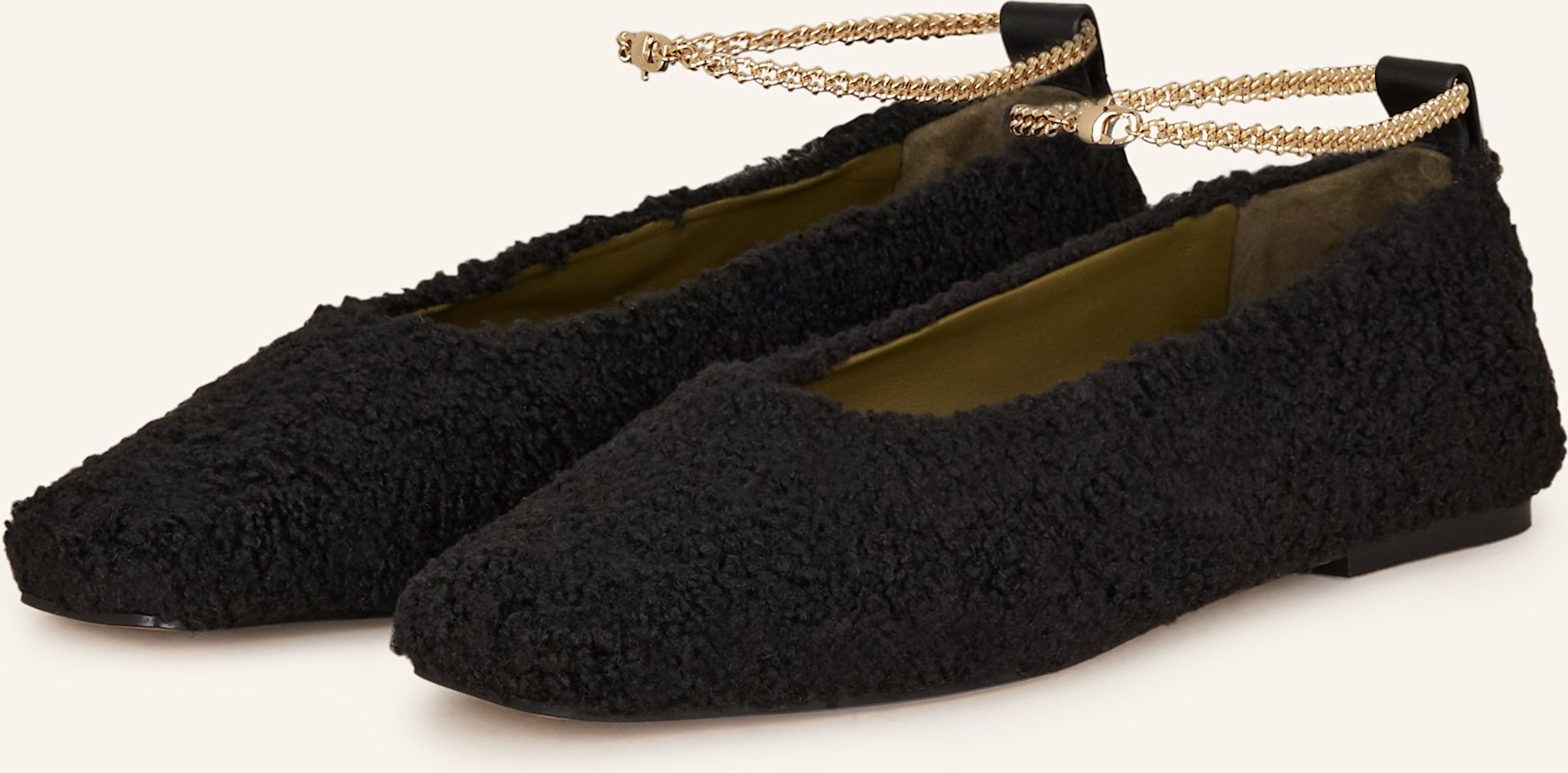 Maria Luca Teddyfell-Ballerinas Augusta schwarz