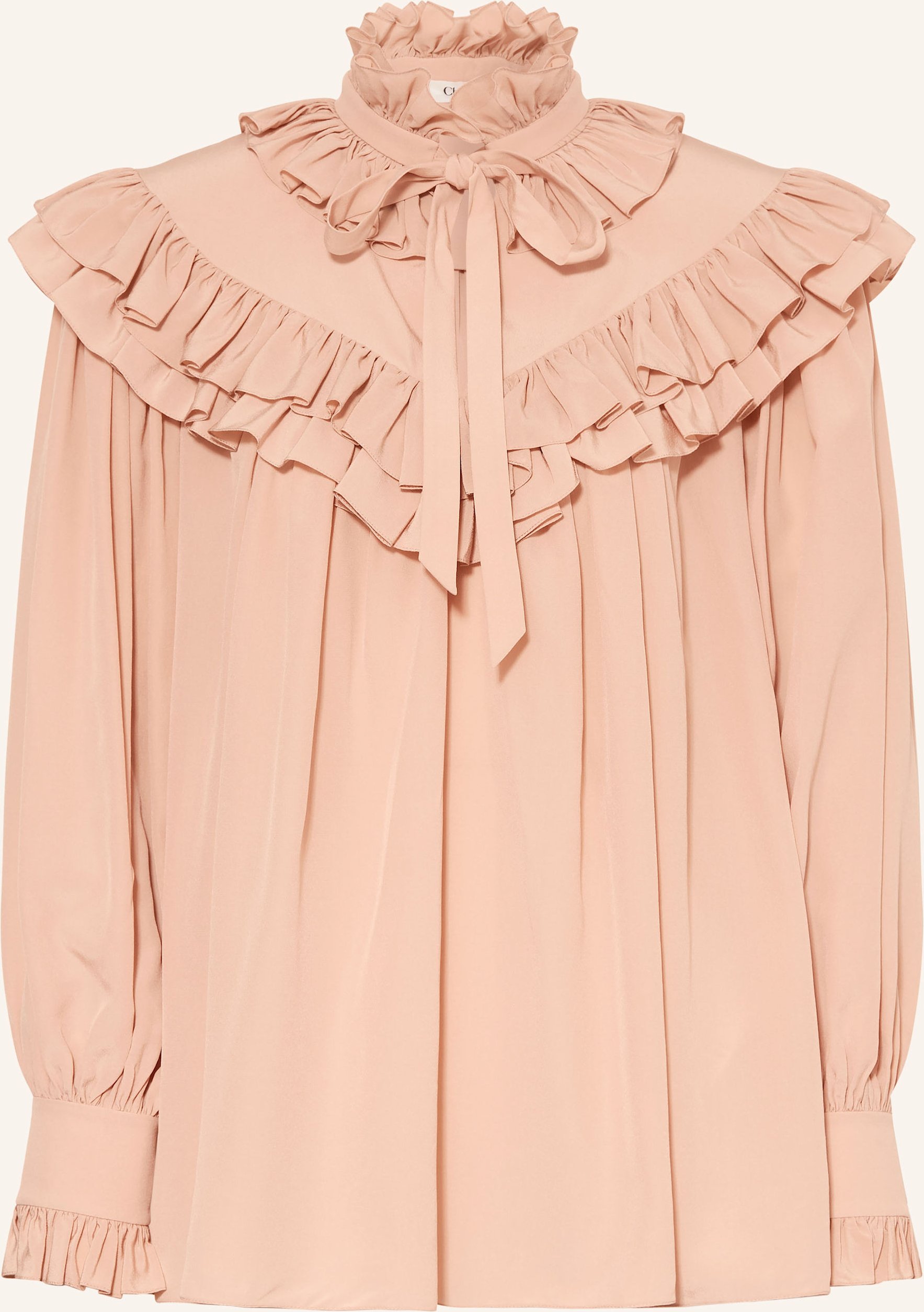 Thumbnail - Chloé Seidenbluse Mit Rüschen beige
