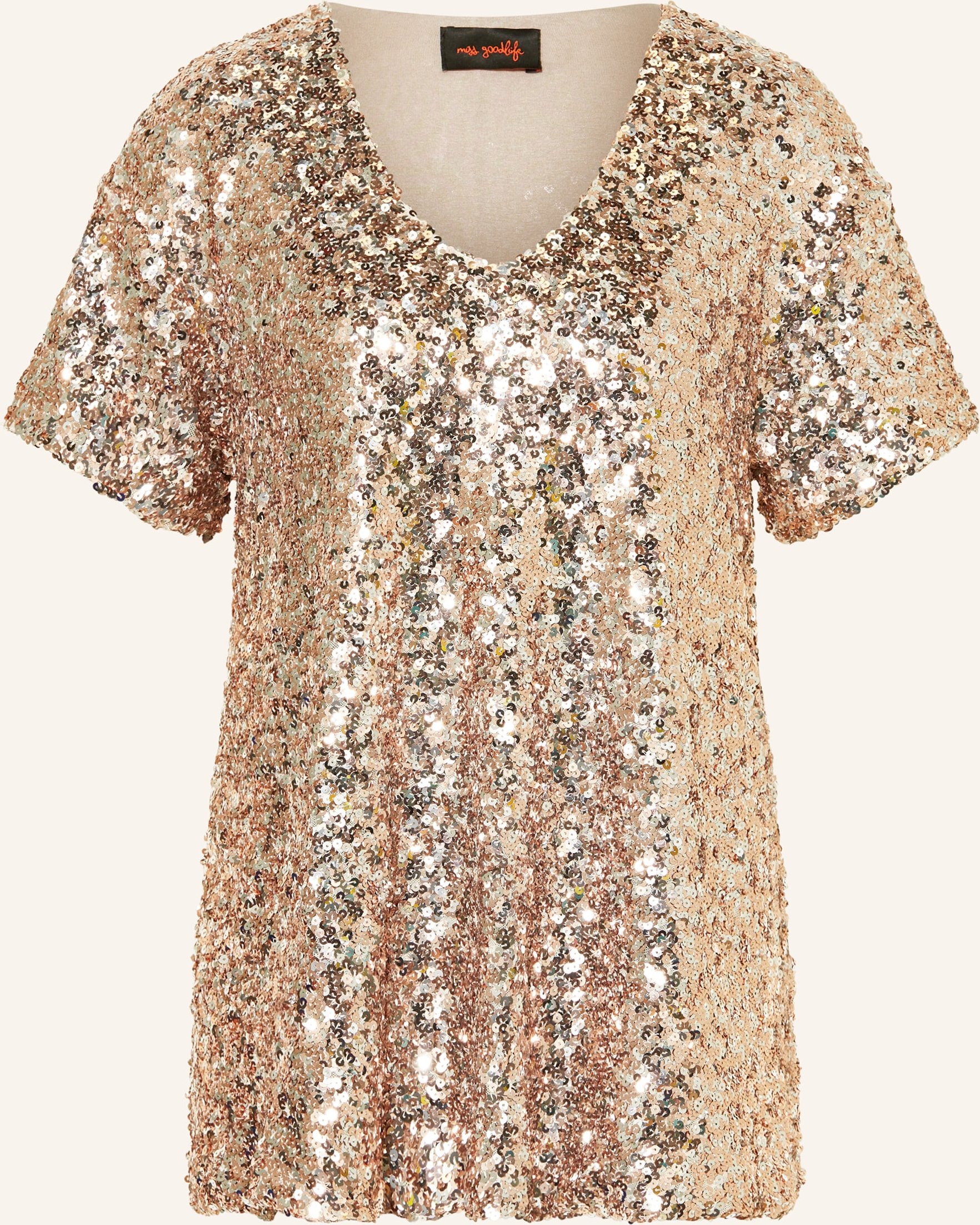 Miss Goodlife Blusenshirt Mit Pailletten beige