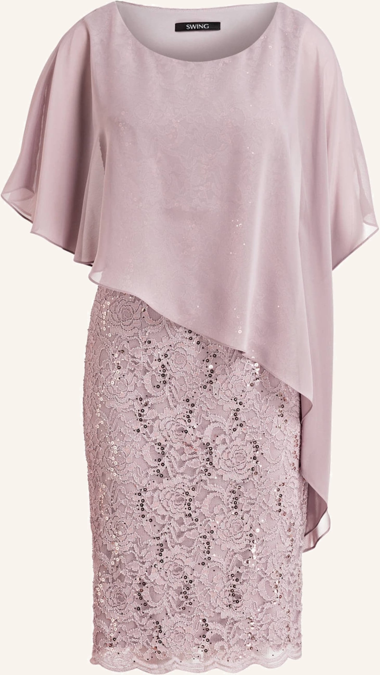 Thumbnail - Swing Cocktailkleid Mit Spitze beige