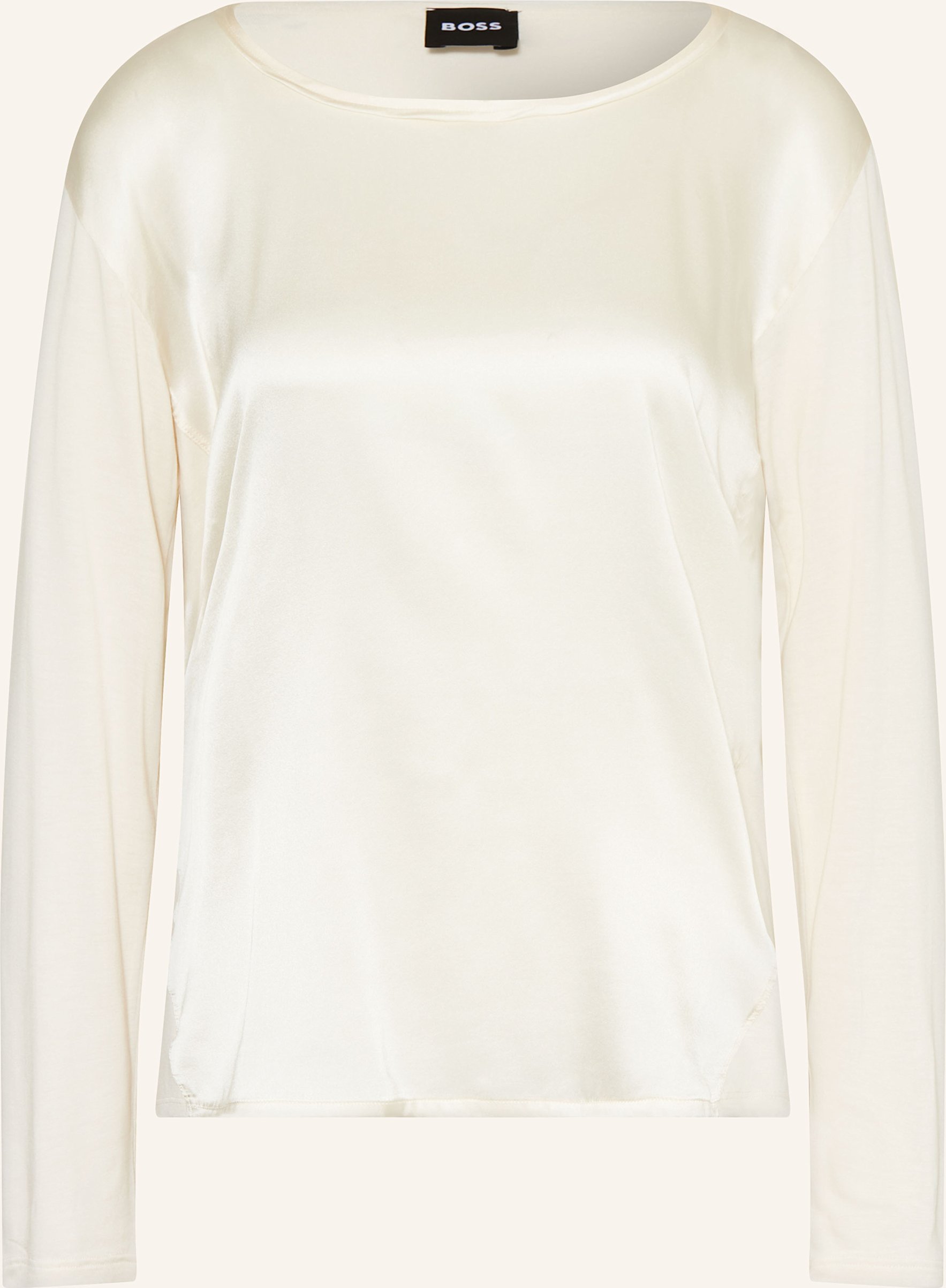Boss Longsleeve Esyva Im Materialmix weiss