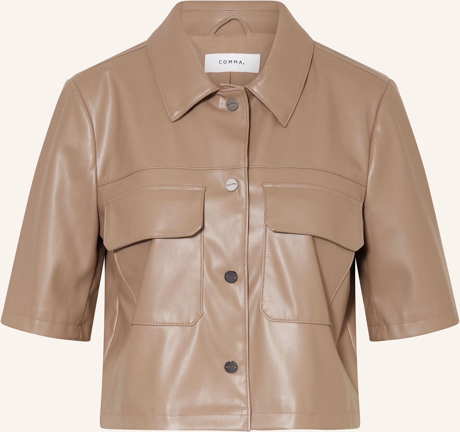 Comma Jacke In Lederoptik braun