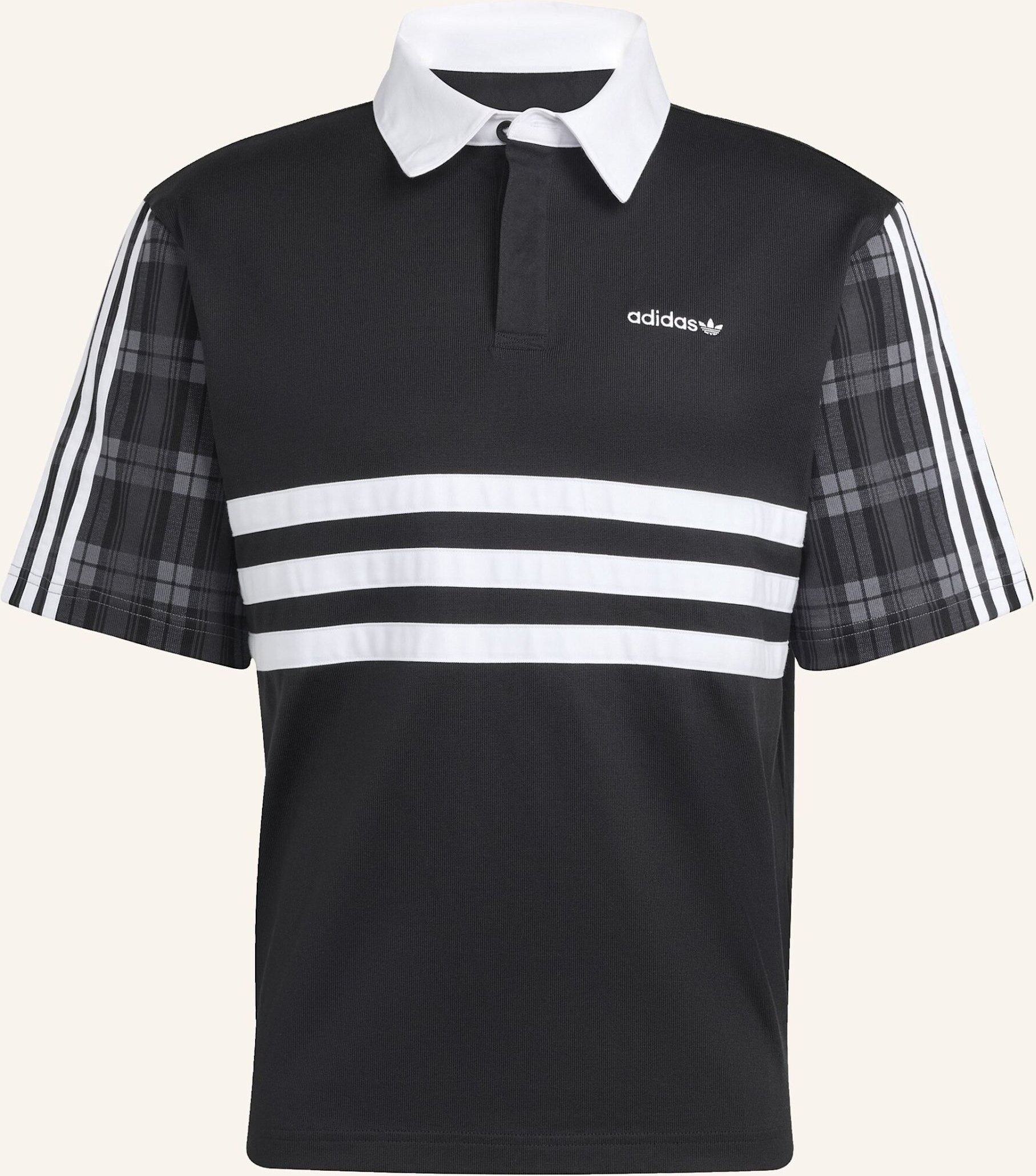 Thumbnail - Adidas Originals Tartan Regular Rugby Poloshirt schwarz