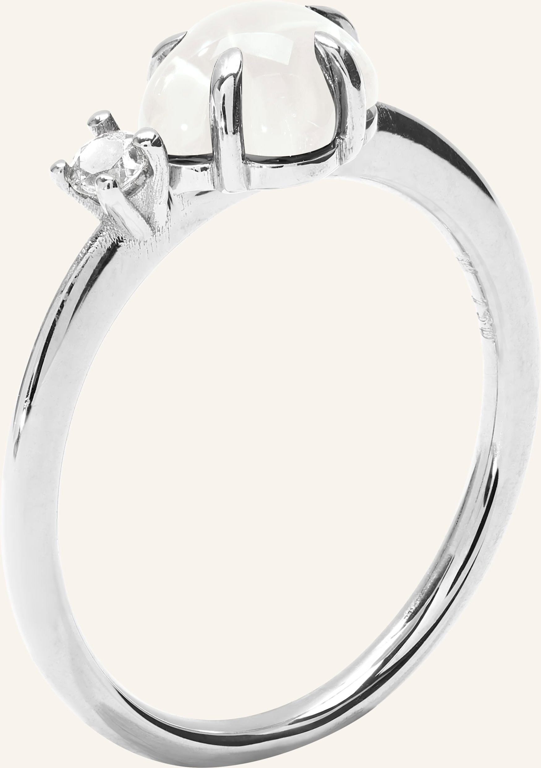 Vieri Ring Wolke Milchquarz Brillant Mittelgroß silber