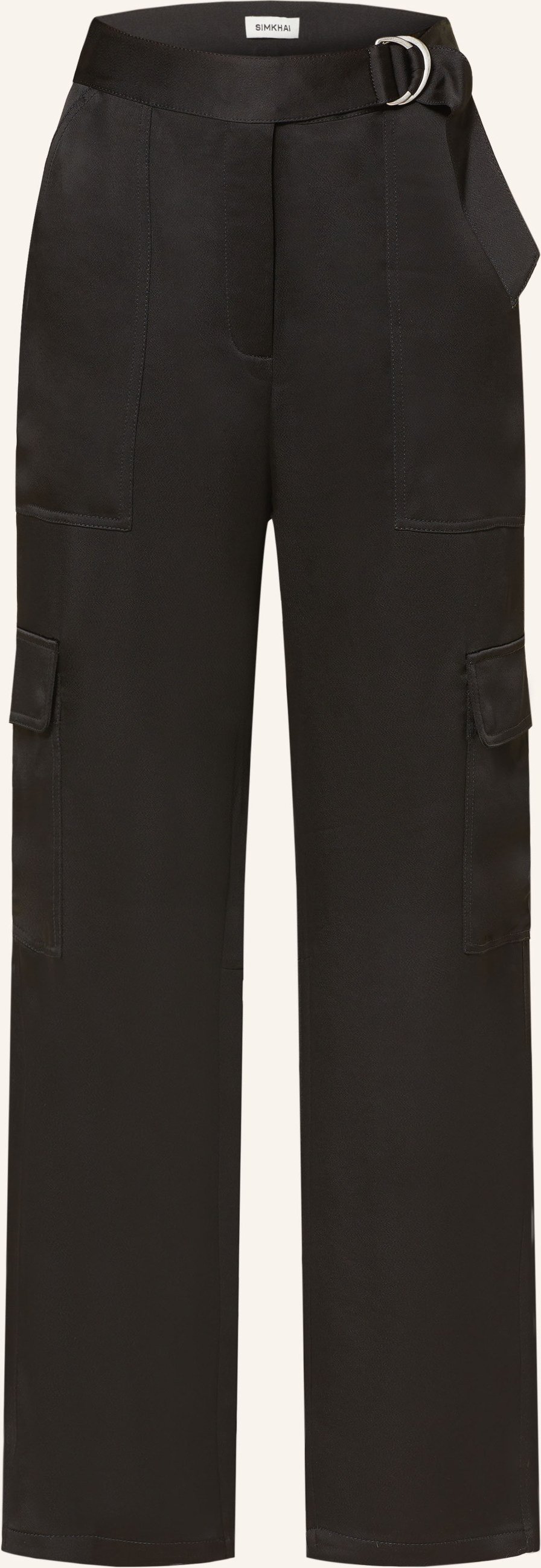 Thumbnail - Simkhai Cargohose Carolina Aus Satin schwarz