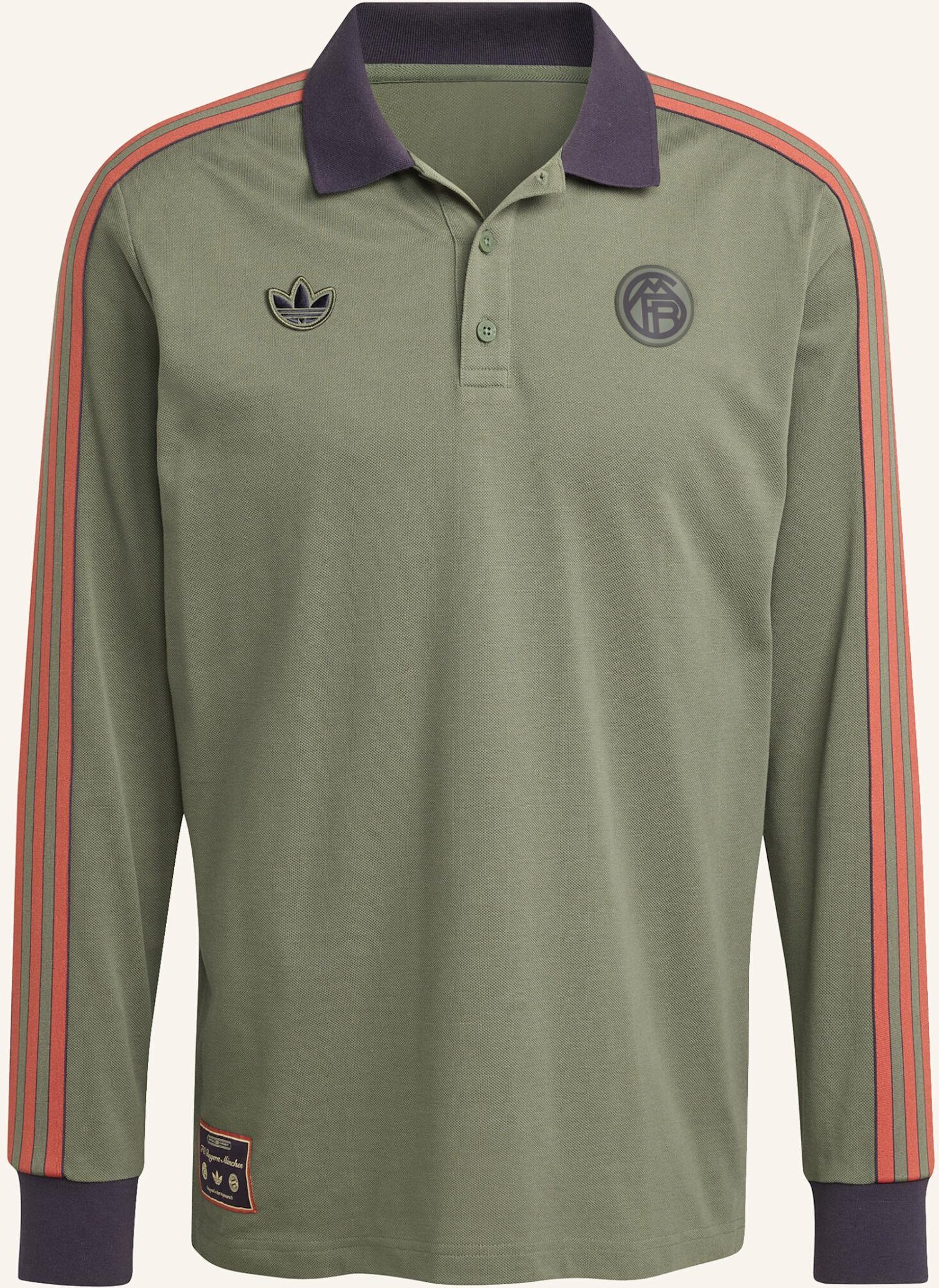 Thumbnail - Adidas Originals Fc Bayern München Terrace Icons Langärmeliges Poloshirt gruen