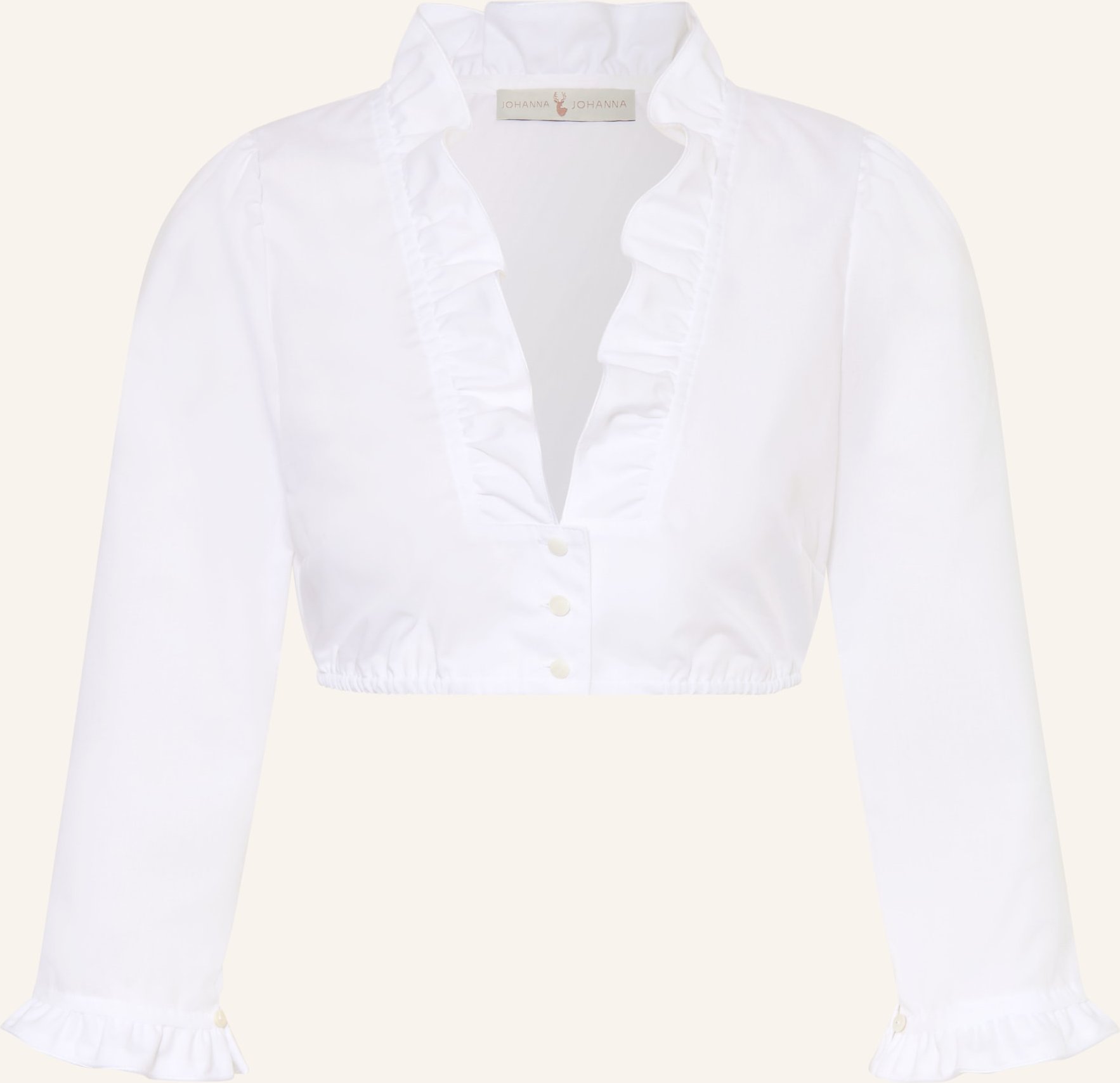 Johann & Johanna Dirndlbluse Mit 3/4-Arm Und Rüschen weiss